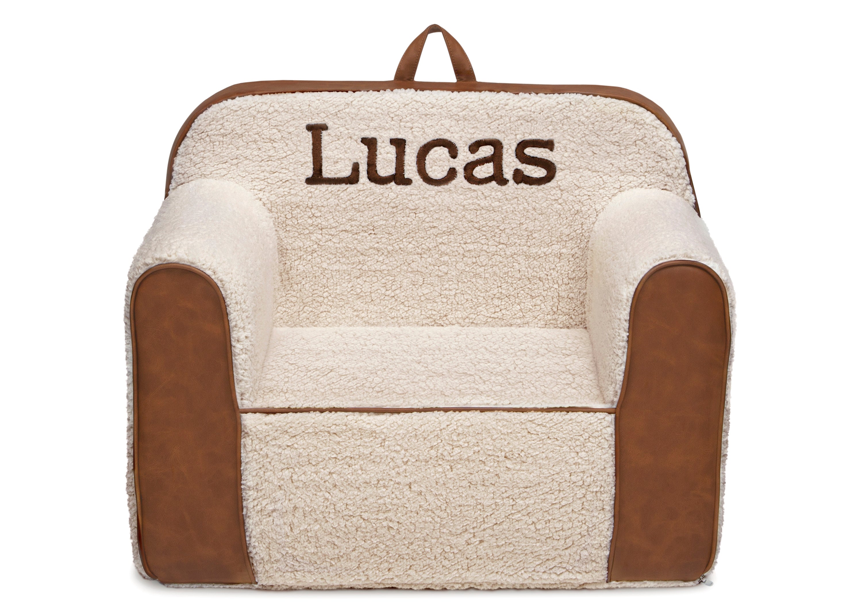 Personalized Cozee Sherpa and Faux Leather Kids Chair - Custom Name Plush Chair for Bedroom, Nursery, or Playroom - Perfect Gift for Toddlers and Children
