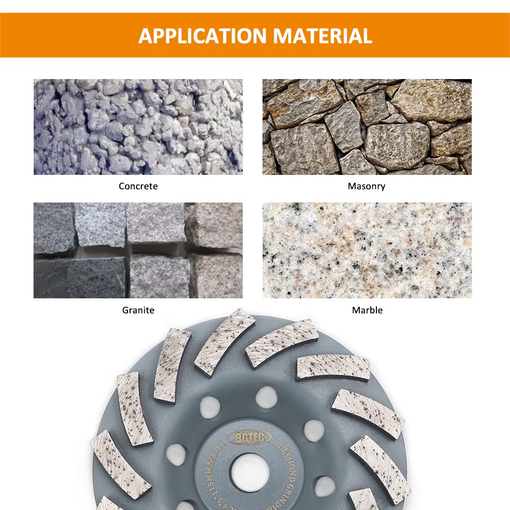 4 Inch Turbo Diamond Grinding Wheel for Concrete & Masonry - 12 Segments with 5/8