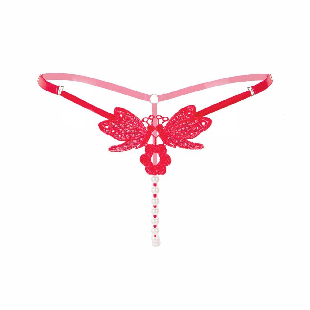 Sexy Women's Lingerie Set - Low Waist Thong Panties with Pearl G-String for Romantic Nights & Special Occasions | Perfect Valentine's Gift, Bridal Shower & Honeymoon Intimate Wear