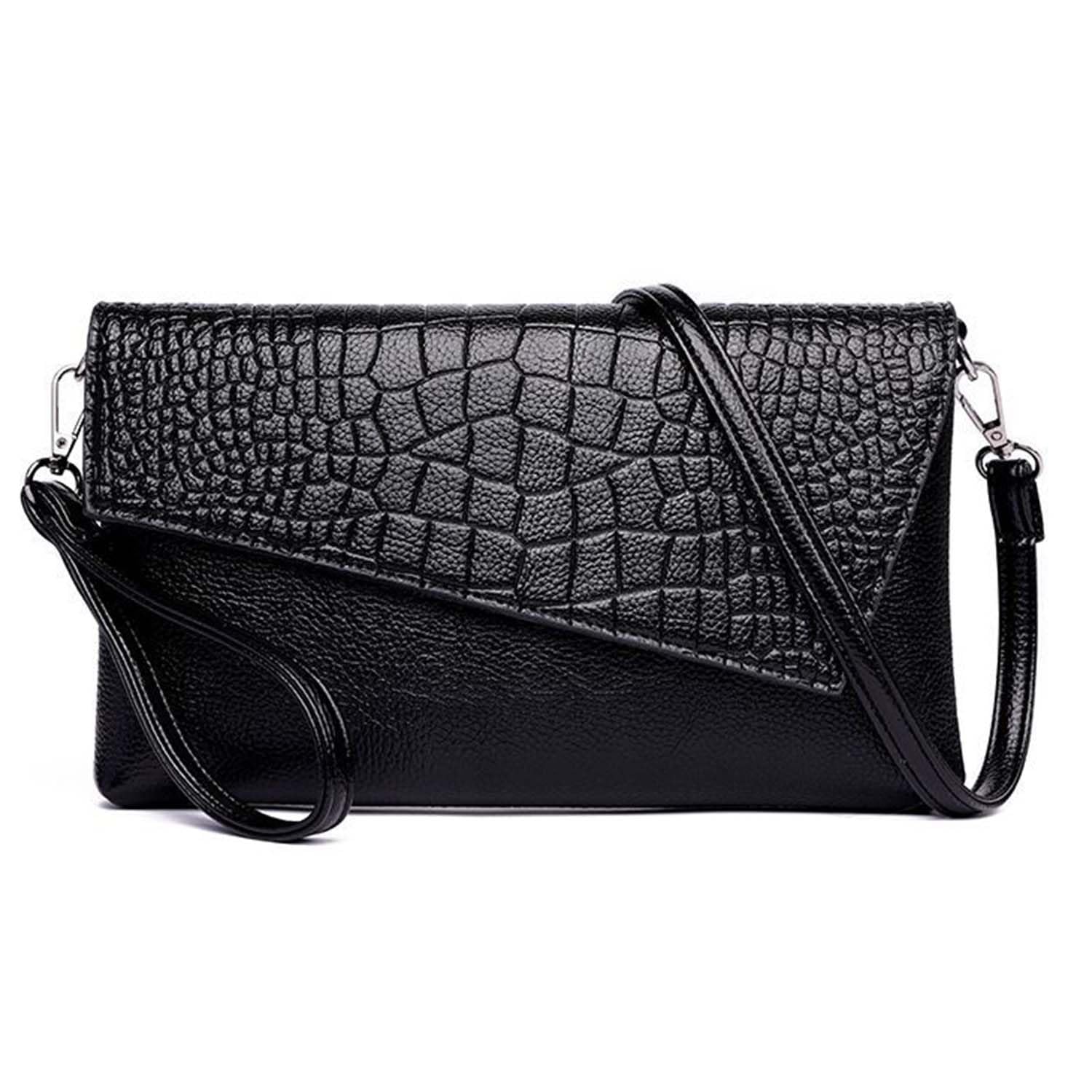 Women's Small PU Leather Clutch Purse - Stylish Wristlet Handbag for Casual Outings, Parties & Evening Events - Envelope Design & Comfortable Wrist Strap