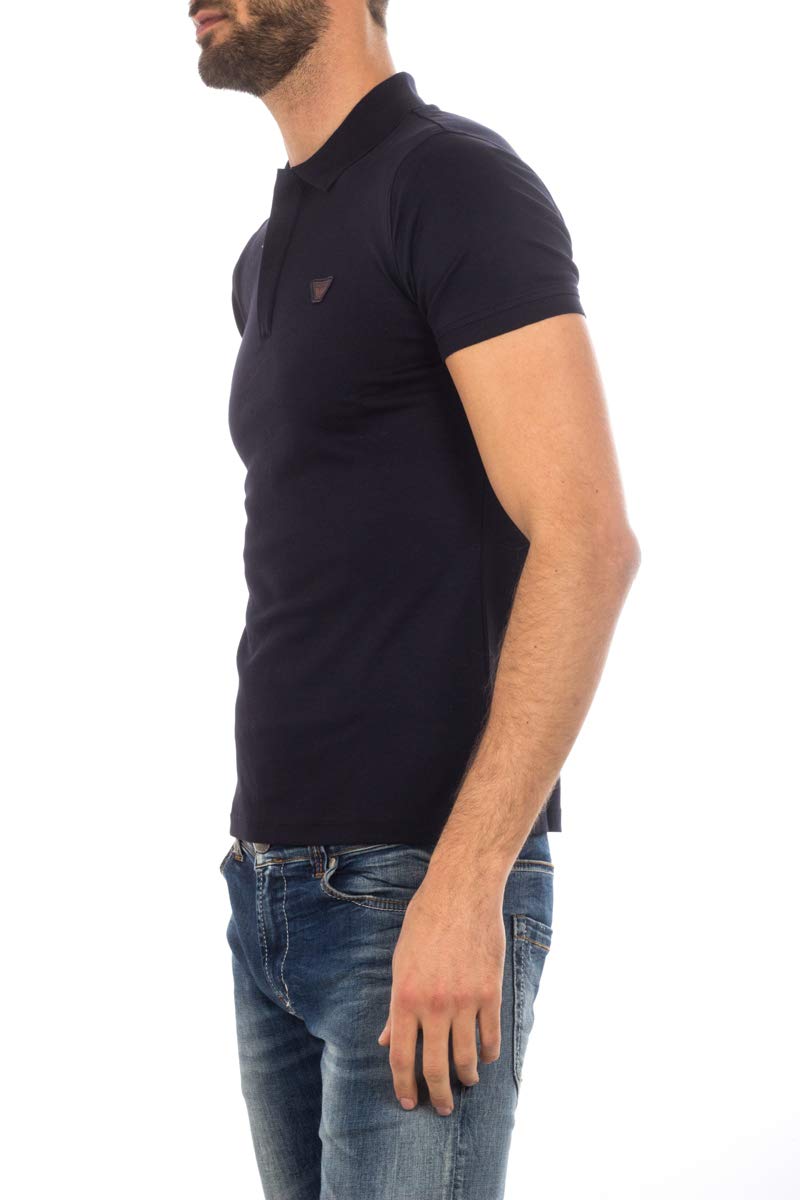 Armani Jeans Men's Solid Blue Polo Shirt Size L - Classic Casual Wear for Business & Weekend Outings