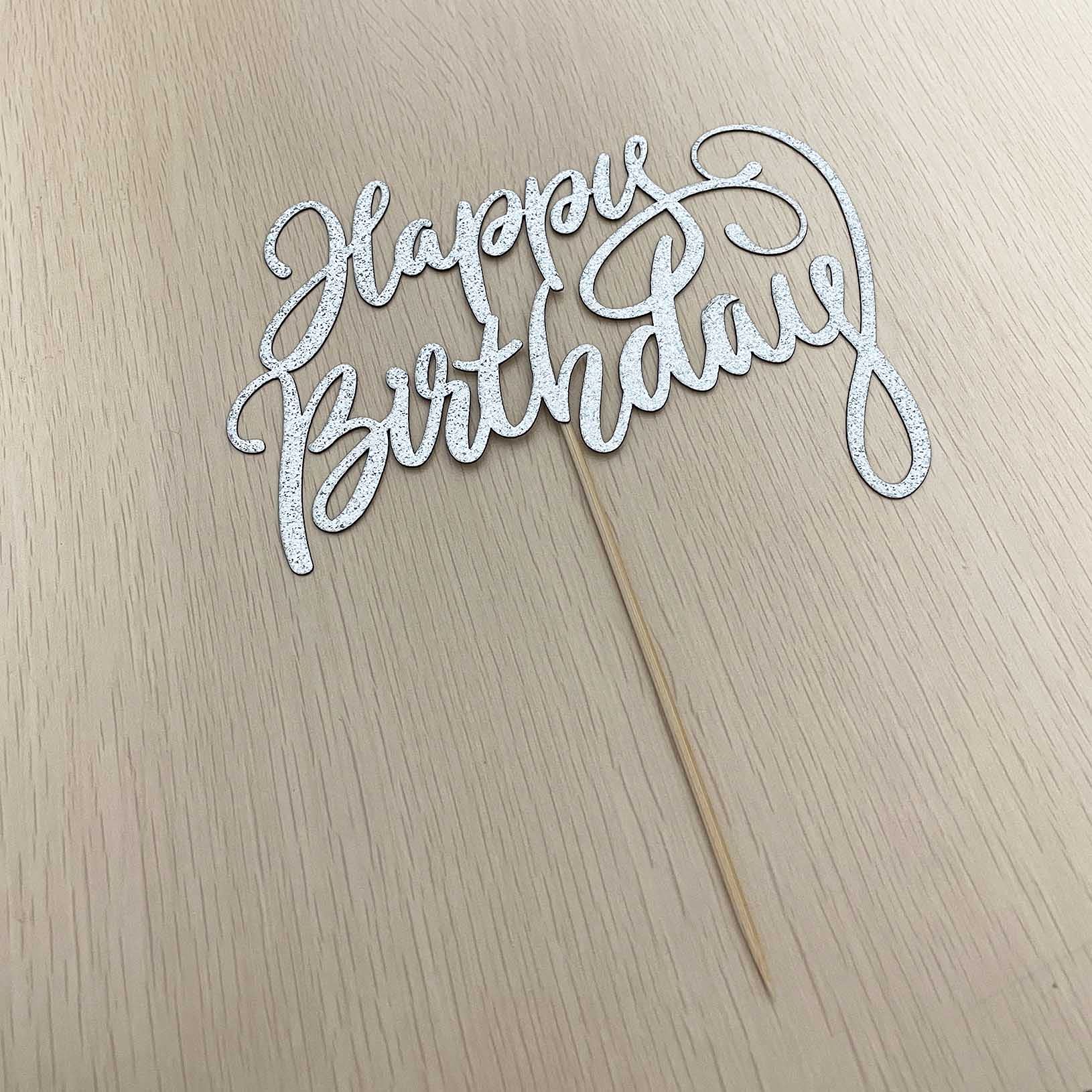 Happy Birthday Cake Topper - Double Sided Silver Glitter for Birthday Party Decorations | Perfect for Wedding, Baby Shower & Anniversary Celebrations
