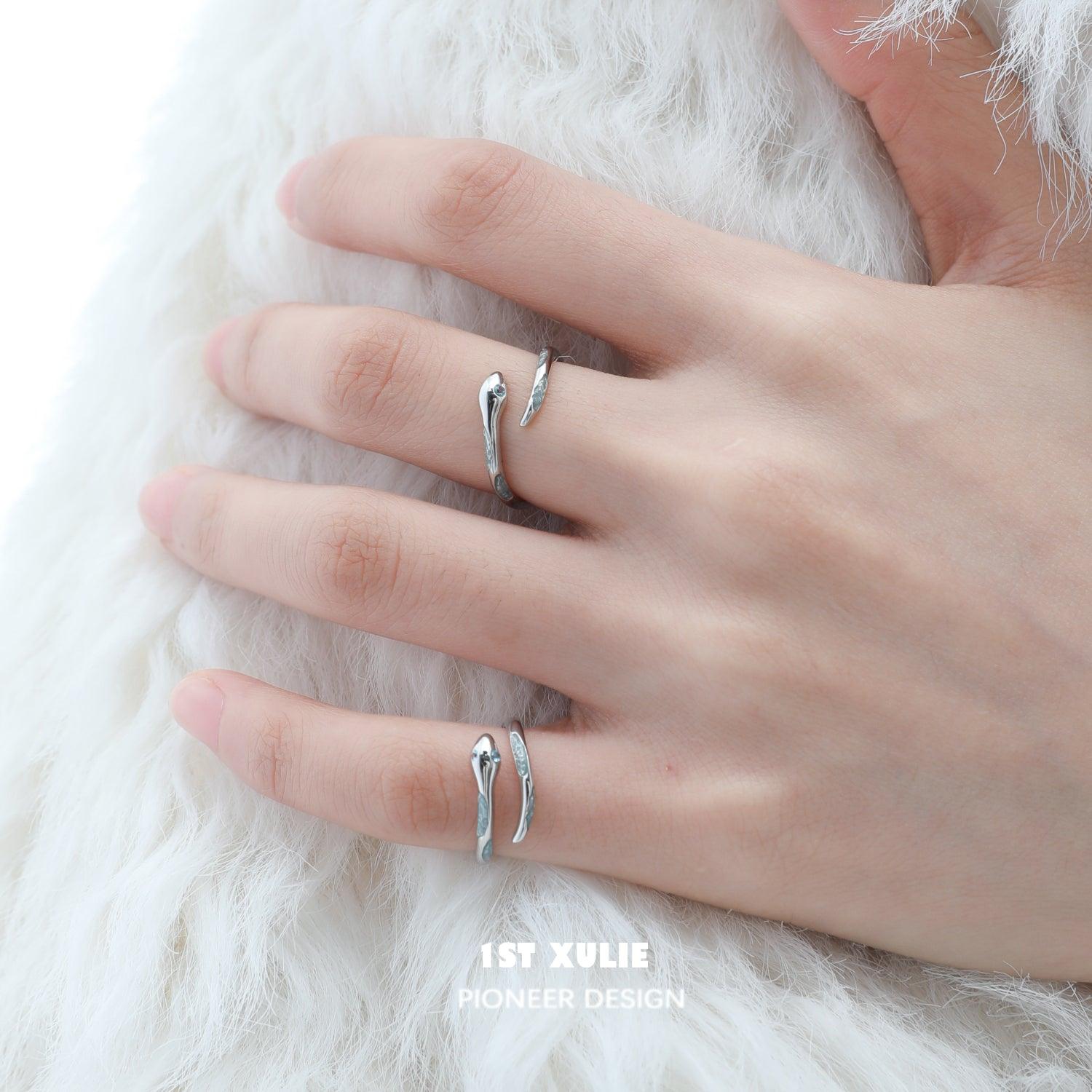 Frozen Serpent Girl Adjustable S925 Sterling Silver Ring for Women - Gothic Jewelry for Halloween, Cosplay & Unique Fashion Accessories