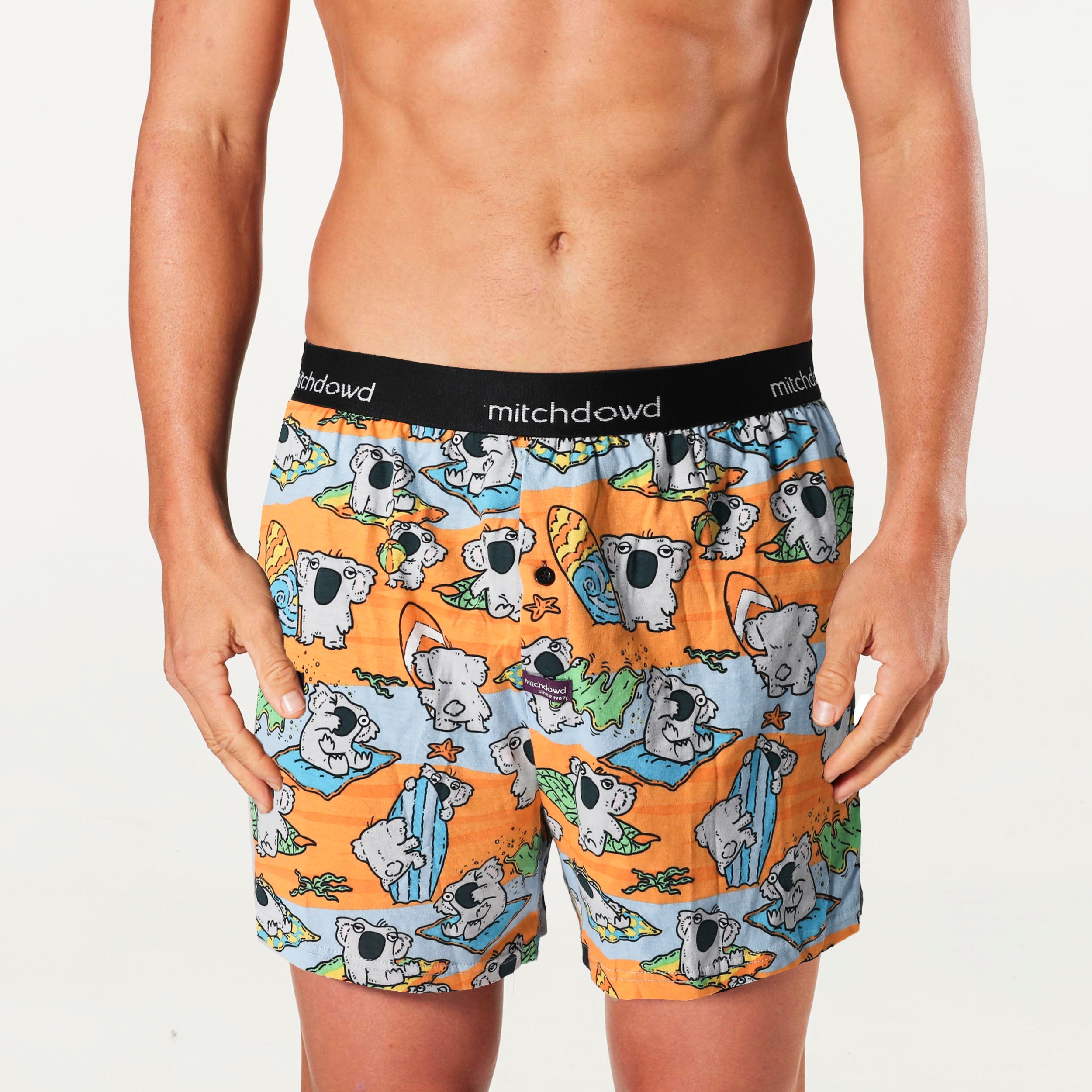 Men's Australiana Cotton Loose Fit Knit Boxer Shorts - Breathable & Comfortable Underwear for Daily Wear, Lounge & Sleep - Orange