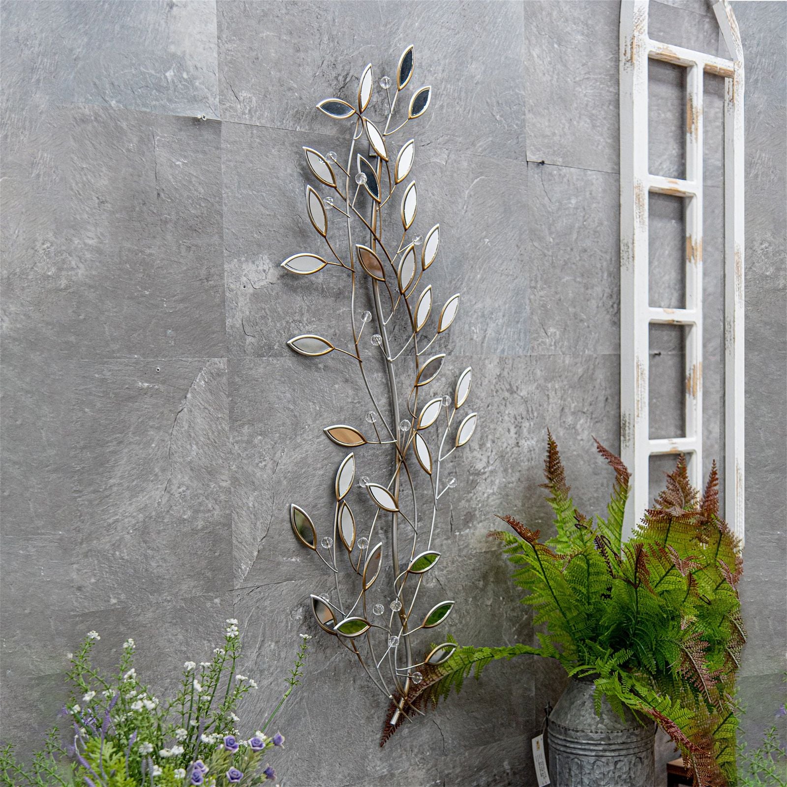 Urban Style Leaf Mirror Wall Art - Modern Botanical Decor for Living Room, Bedroom & Entryway
