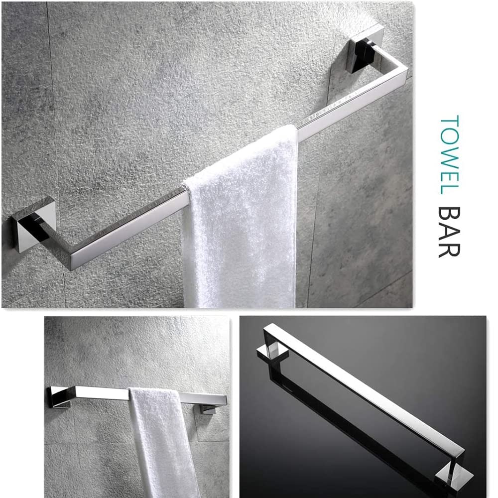 Chrome Bathroom Towel Bar Holder Set - Wall Mounted Towel Rack, Toilet Paper Roll Holder & Coat Hanger - Bathroom Accessories for Modern Homes (Perfect for Small Bathrooms & Powder Rooms)