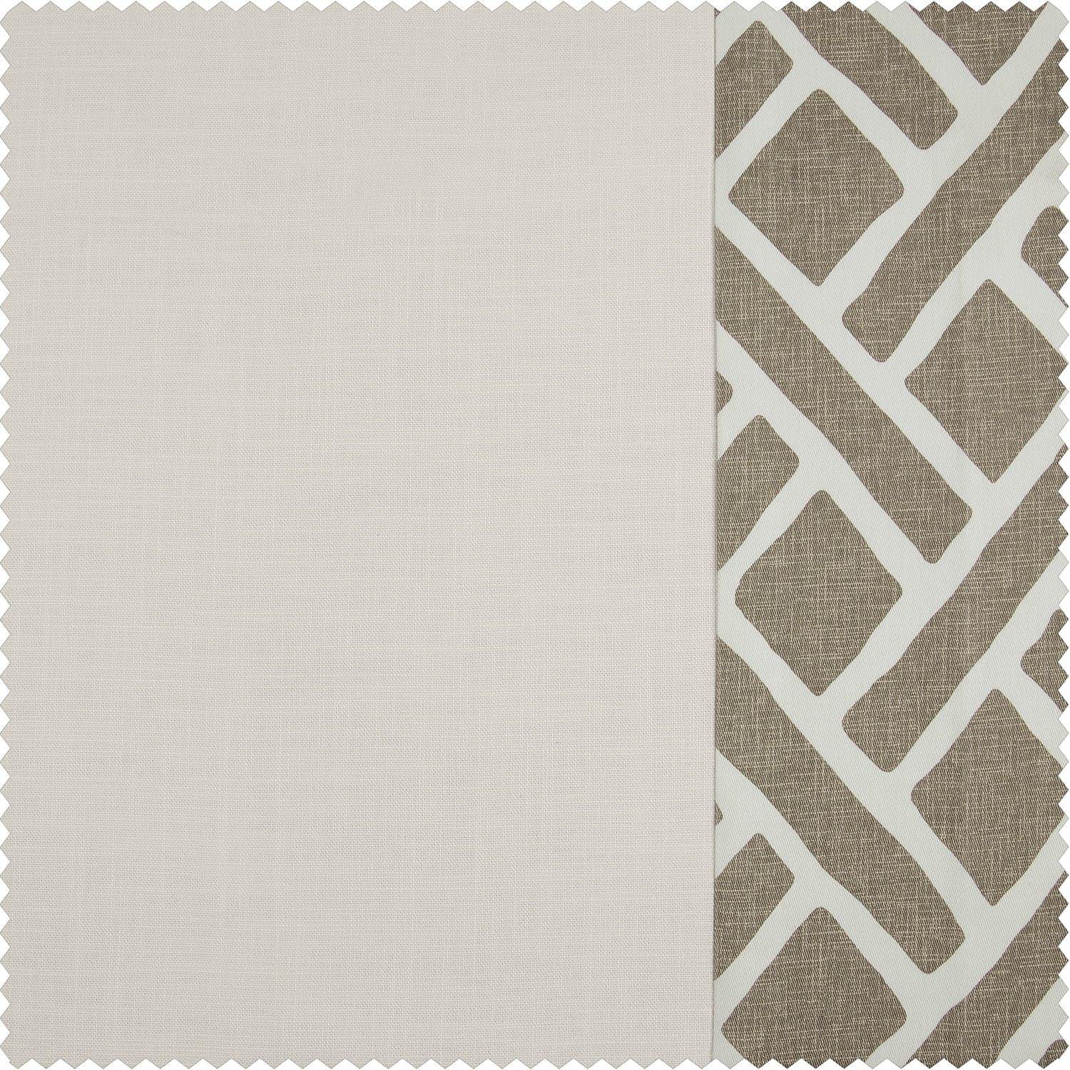 Martinique Taupe Bordered Cotton Fabric Swatch - Premium Home Decor & Upholstery Material for DIY Projects, Curtains, and Pillow Covers