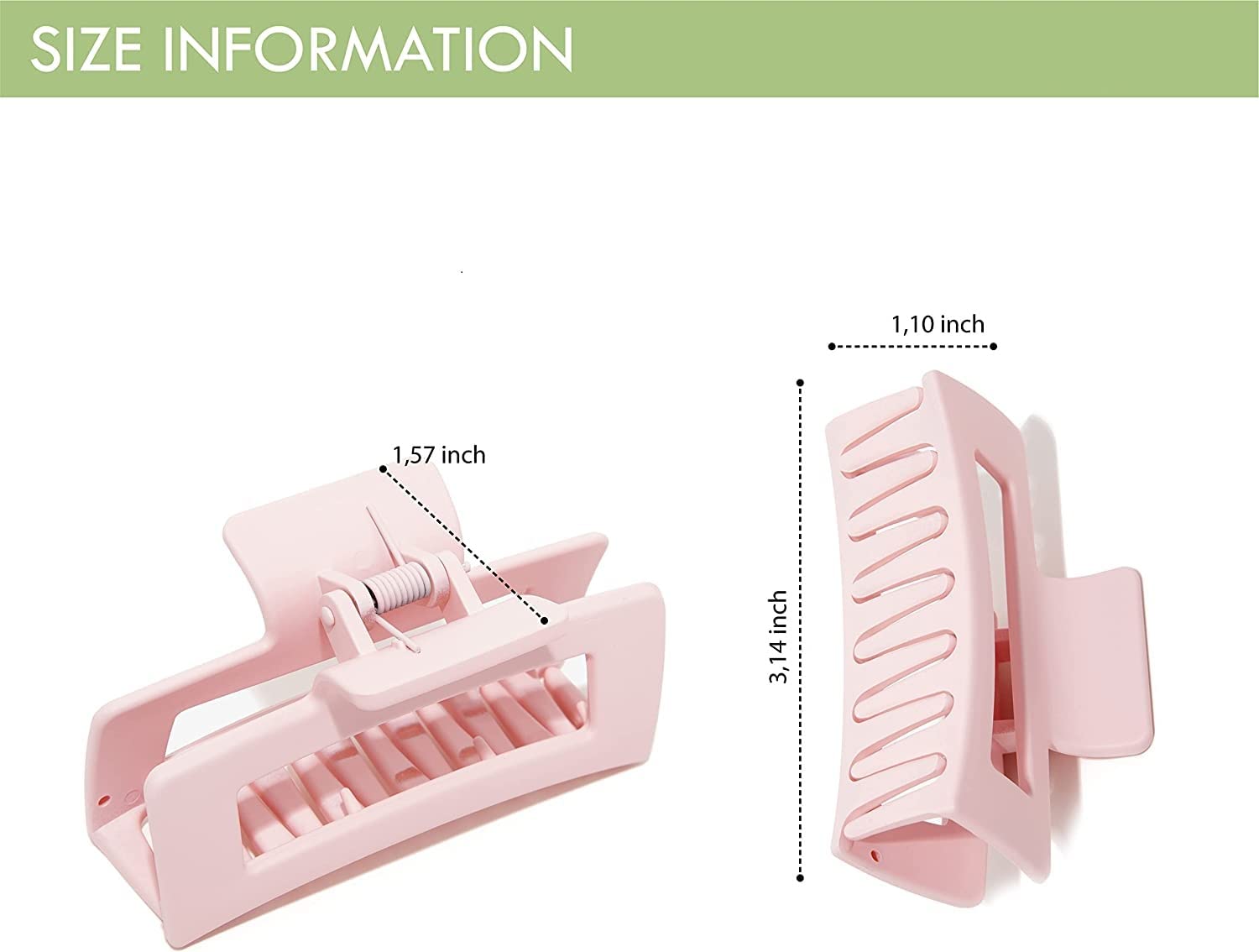 ALIBA COLLECTION Large Hair Claw Clips for Women - Pastel Matte Rectangle Hair Clips Set of 6 - Perfect for School, Work, Gym & Everyday Hairstyles