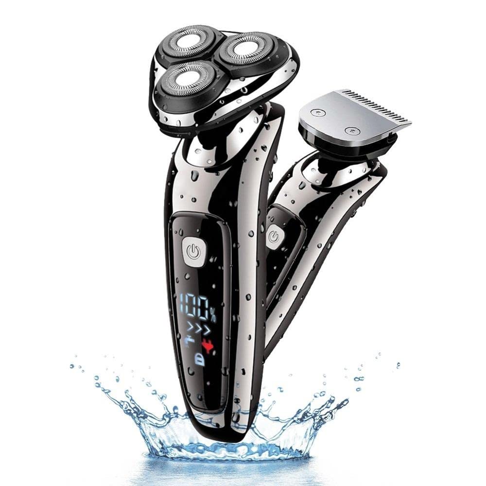 Premium Waterproof Electric Razor for Men - Rechargeable Cordless Beard Trimmer & Body Groomer Kit with Powerful Motor - Perfect for Face Shaving, Body Hair Trimming & Travel Use