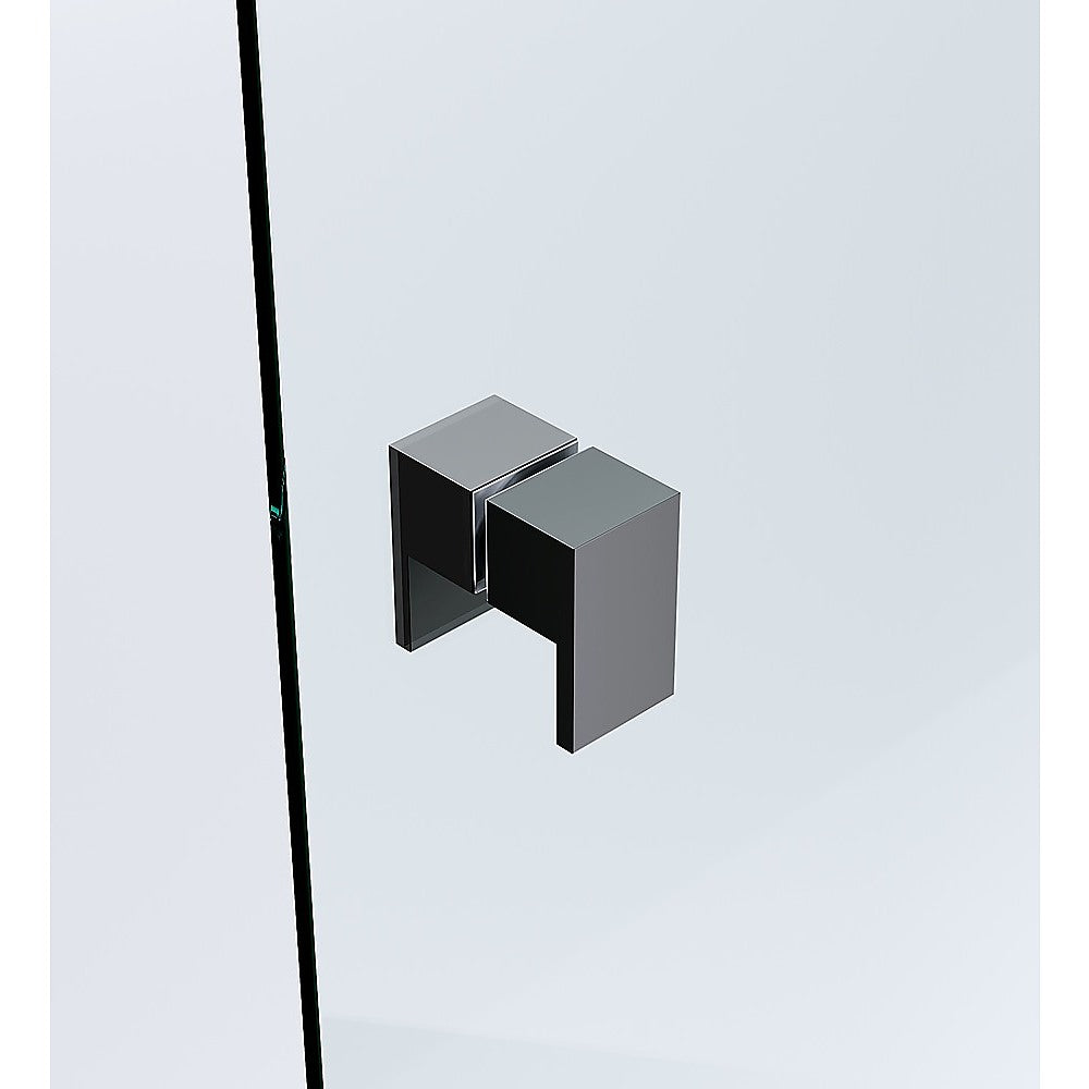 100x100cm Frameless Shower Screen with Black Brackets & Stainless Steel Hinges, Square Double Pull Handle - Perfect for Modern Bathroom & Spa Style Renovations
