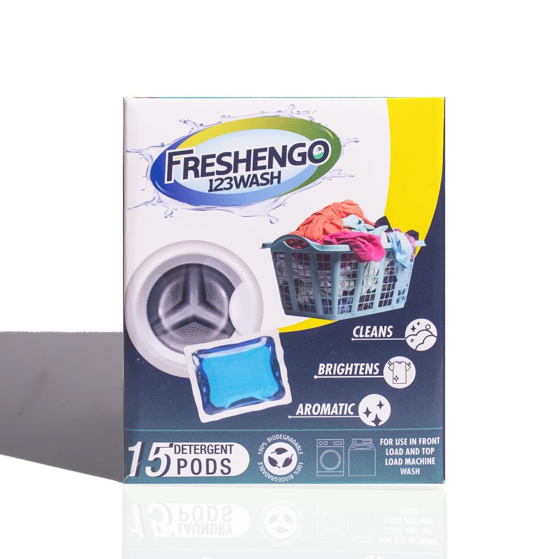 FRESHENGO Laundry Detergent Pods - 4-in-1 Plant-Based Formula for Washing Machines | Eliminates Odors, Removes Stains, Softens & Brightens Clothes | Non-Toxic & Eco-Friendly | Perfect for Families, Gym Clothes & Everyday Laundry