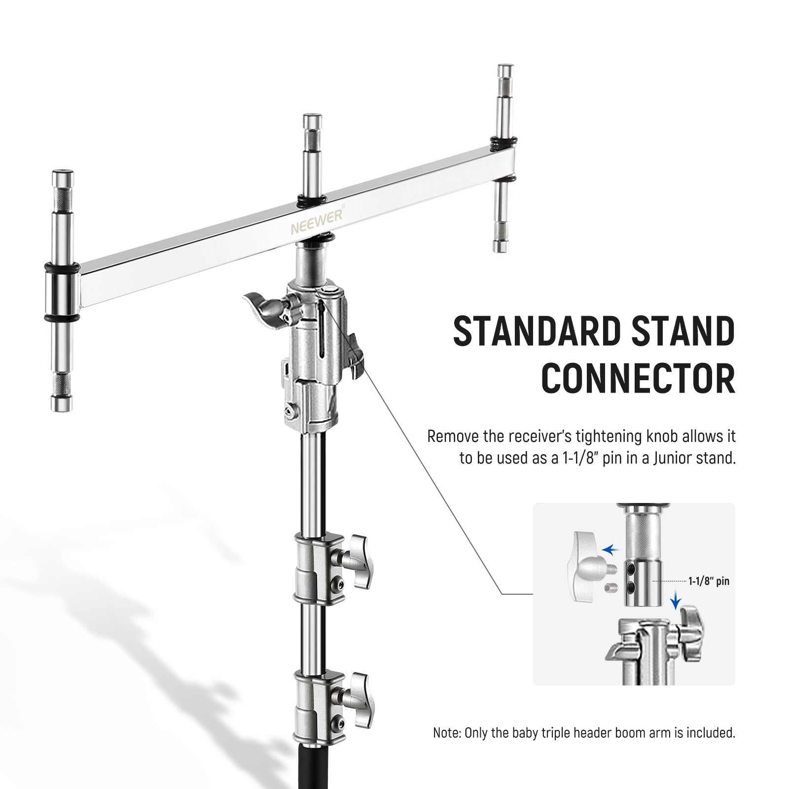 NEEWER UA005 Professional Triple Header Boom Arm for Baby Photography - Perfect for Newborn, Infant, and Toddler Photo Shoots in Studio or Home