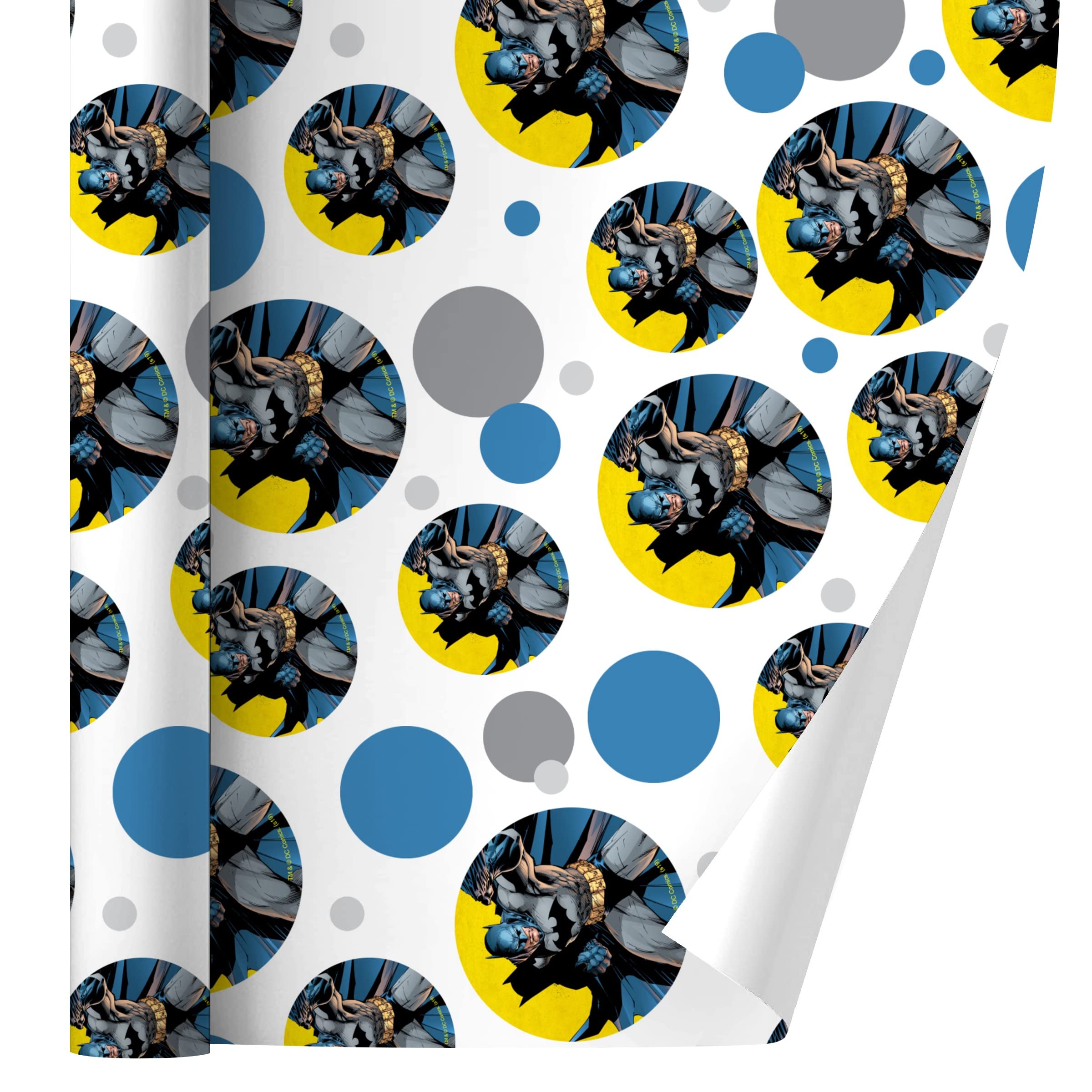 Batman Themed Gift Wrap Paper Roll - Premium Quality Wrapping Paper for Birthday, Christmas Gifts - DC Comics Superhero Design for Party Decorations & Present Wrapping