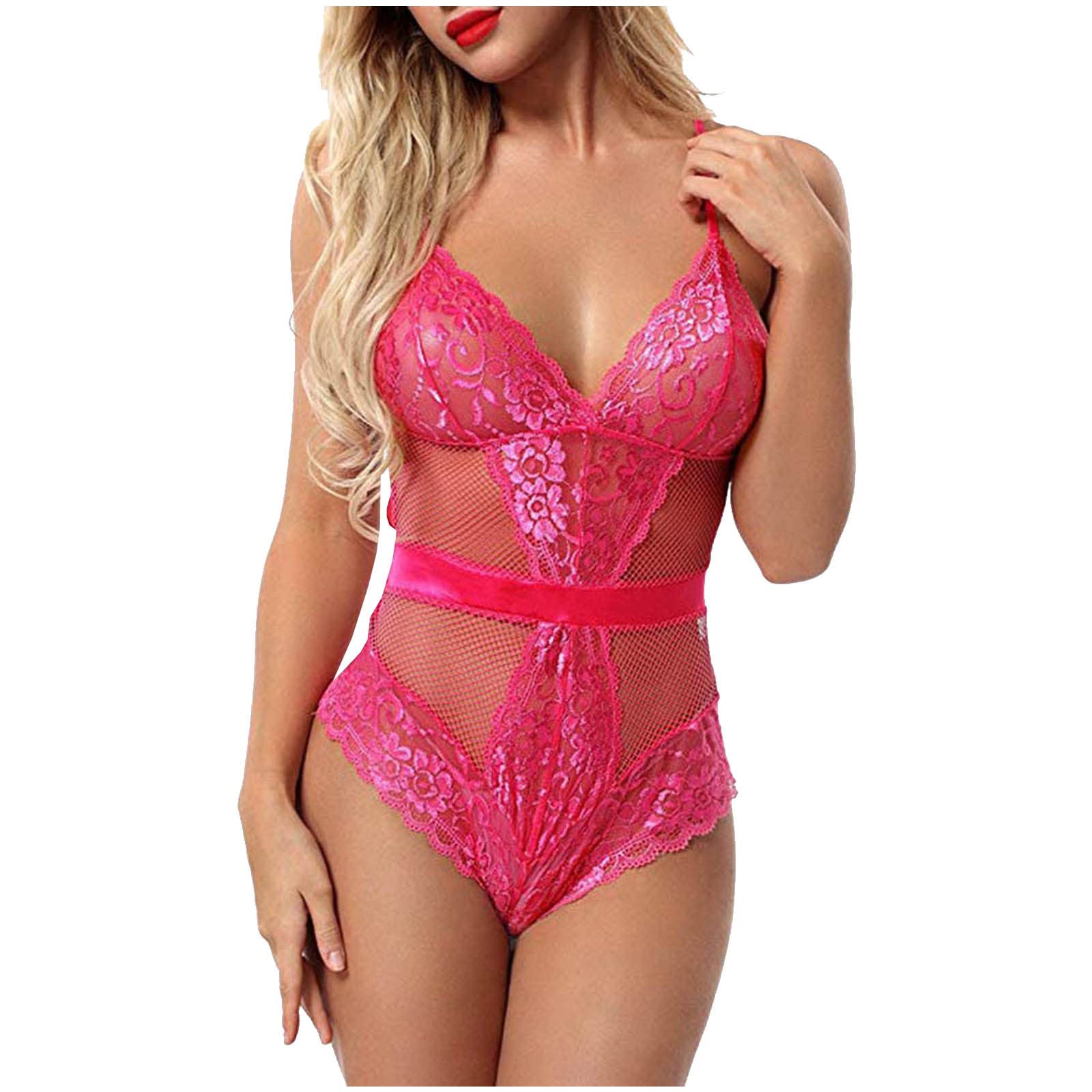 Sexy Lace Halter Bodysuit for Women - Floral Sheer Babydoll Teddy Chemise Lingerie Set | Perfect for Valentine's Day, Honeymoon & Romantic Nights
