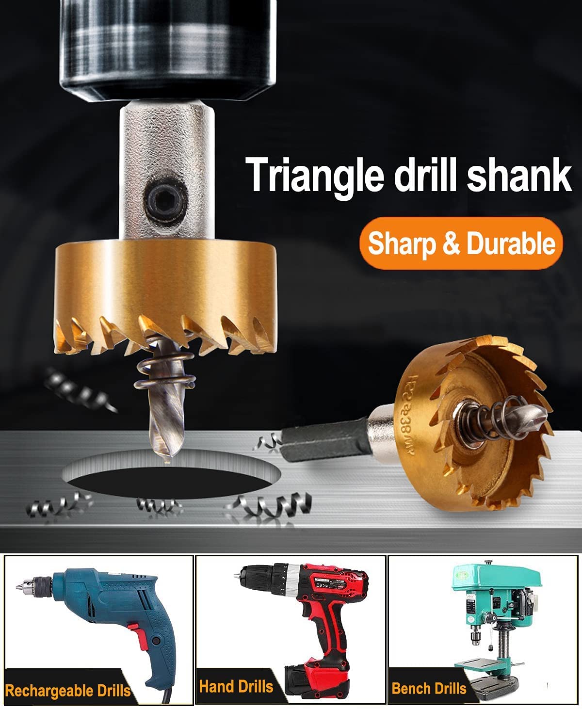 2.17 Inch HSS Drill Bit Hole Saw for Metal - High Speed Steel Drill Cutter for Stainless Steel, Aluminum & Wood (Gold) - Perfect for DIY Projects, Metalworking & Home Renovations