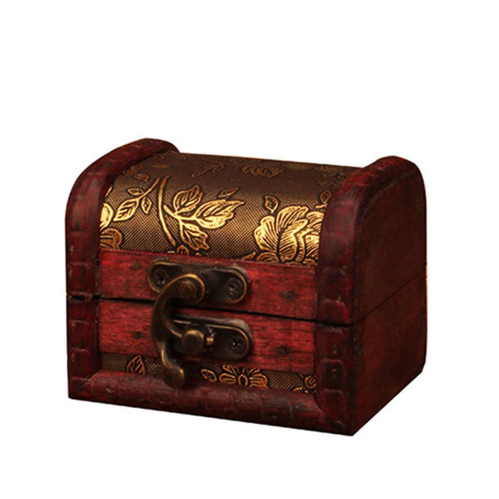 Vintage Wooden Jewelry Box with Mini Metal Lock - Handmade Durable Storage for Necklaces, Rings & Treasures - Perfect for Travel, Gifts & Home Decor
