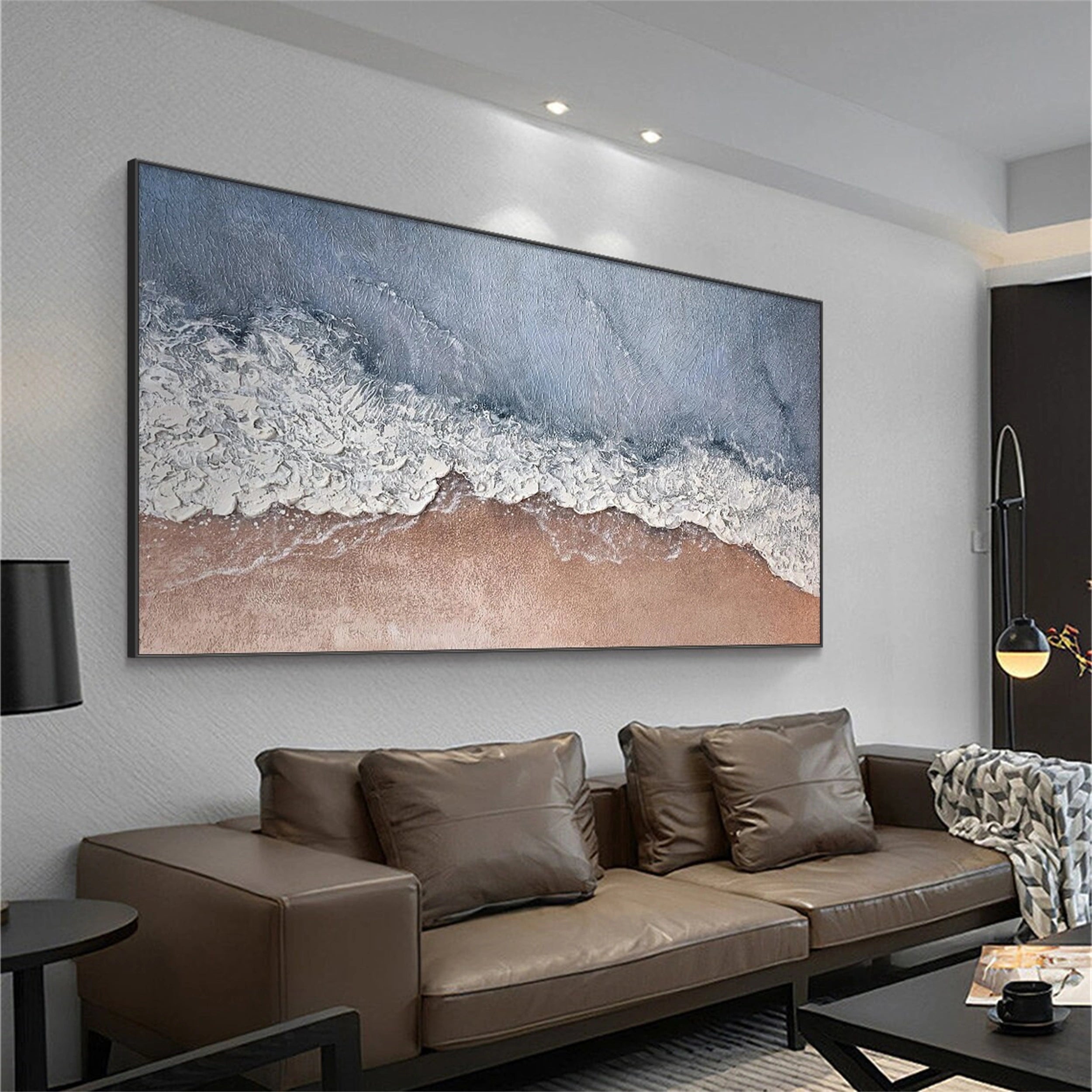 Ocean And Sky Painting #OS 103 - Handmade Canvas Wall Art for Home & Office Decor - Perfect for Living Room, Bedroom, or Office Wall Decor
