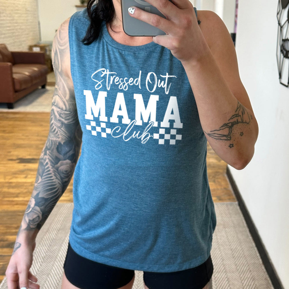Stressed Out Mama Club Muscle Tank Top - Comfortable & Stylish Workout Shirt for Moms - Perfect for Yoga, Gym & Relaxing at Home