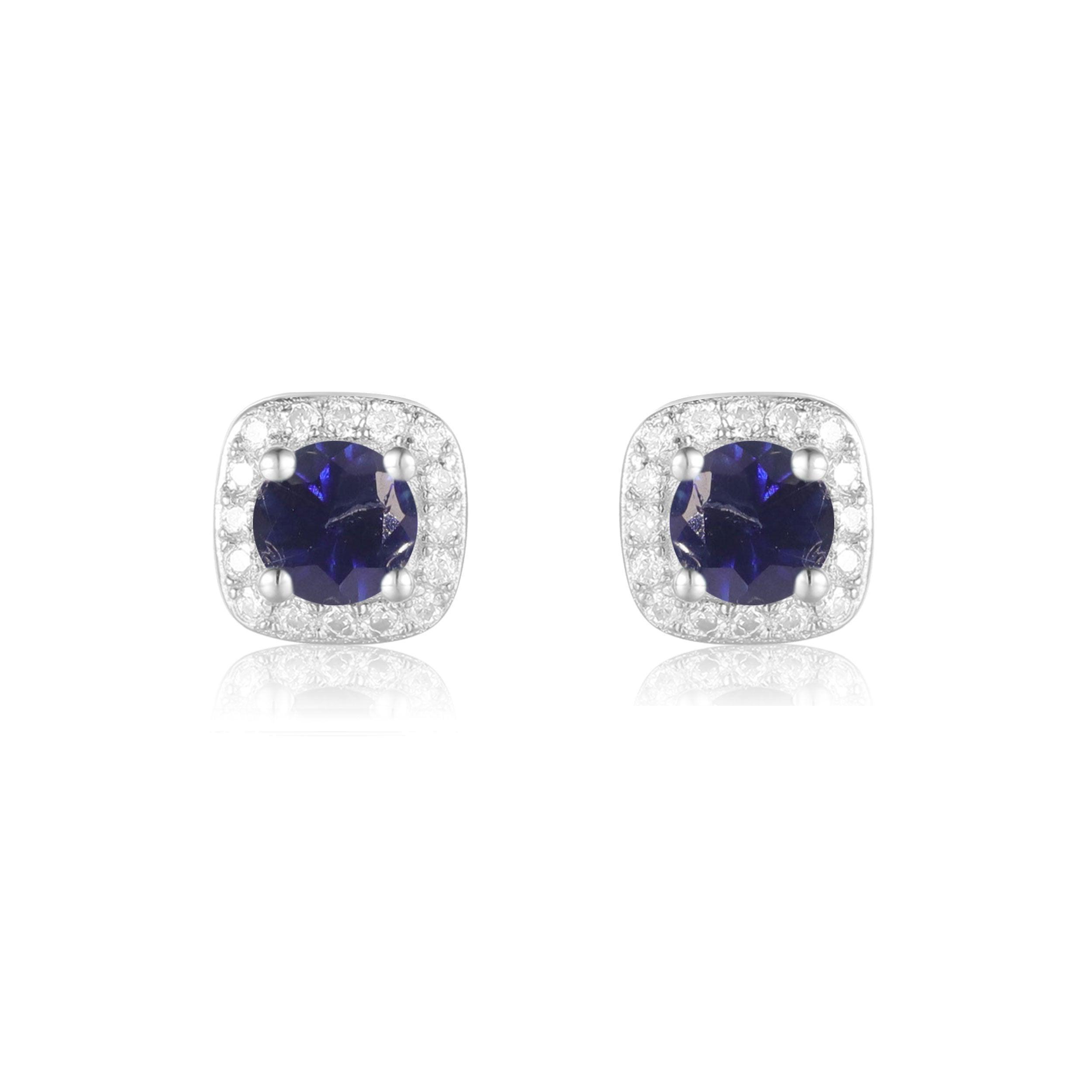 Small Sapphire Halo Stud Earrings - Genuine Blue Gemstone Jewelry for Women | Perfect for Weddings, Parties & Everyday Elegance
