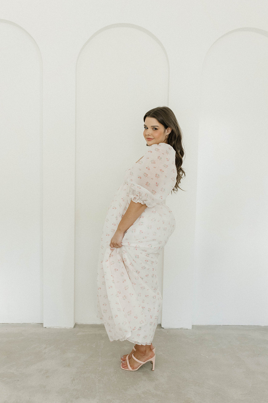 Mona Maxi Dress with Smocking - Blush Floral Print, Bump Friendly Maternity Dress, Inclusive Sizing S-3XL | Perfect for Weddings, Beach Vacations & Summer Outfits