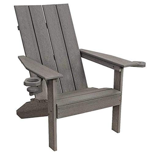 Premium Creek Side Adirondack Chair in Driftwood Gray - Outdoor Patio Furniture for Backyard, Garden & Lakeside Relaxation