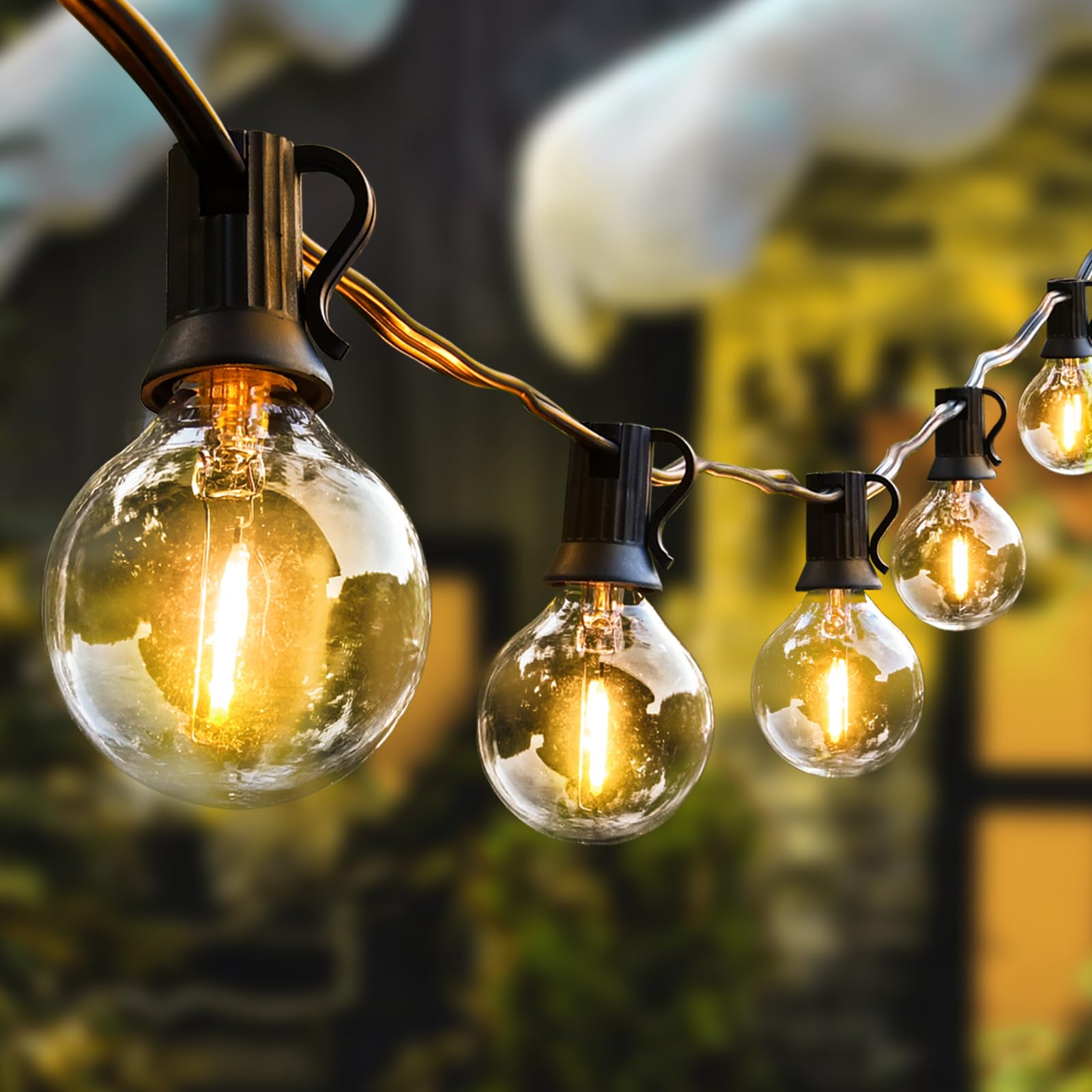 Vocevos 60FT LED Outdoor String Lights - Shatterproof, Dimmable G40 Bulbs, Waterproof Heavy-Duty Commercial Strand for Patio, Bistro, Café, Party, Wedding, Porch & Backyard Decor | Perfect for Outdoor Dining, Garden Lighting & Evening Entertainment