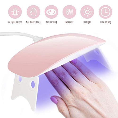 Diazola Mini UV LED Nail Lamp - 6W Portable Gel Nail Polish Dryer for Manicure | Fast Curing with USB Power (Pink/White) | Perfect for Home Nail Art, Salon Use & Travel Manicures