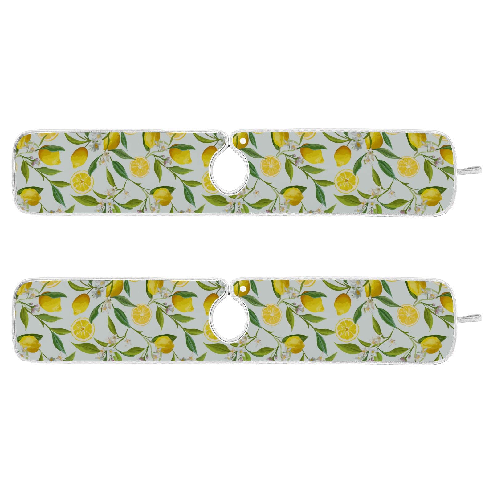 2 Pack Lemon Floral Faucet Splash Catcher - Absorbent Sink Mat, Drip Guard, Drying Mat for Kitchen, Perfect for Faucet Protection and Countertop Maintenance