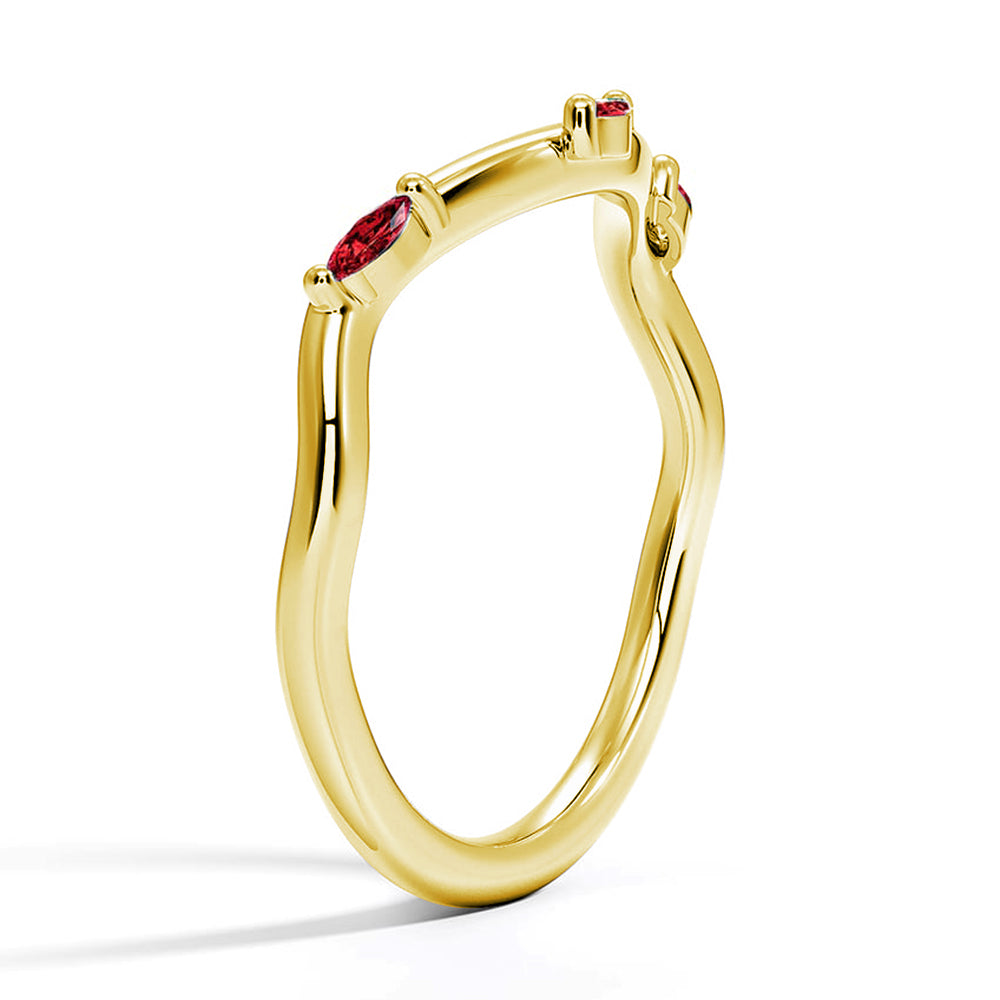 Willow Curved Lab Grown Ruby Ring for Women - 14K Gold Plated Wedding Band, Anniversary Gift, Promise Ring for Her - Perfect for Engagements, Date Nights & Special Occasions