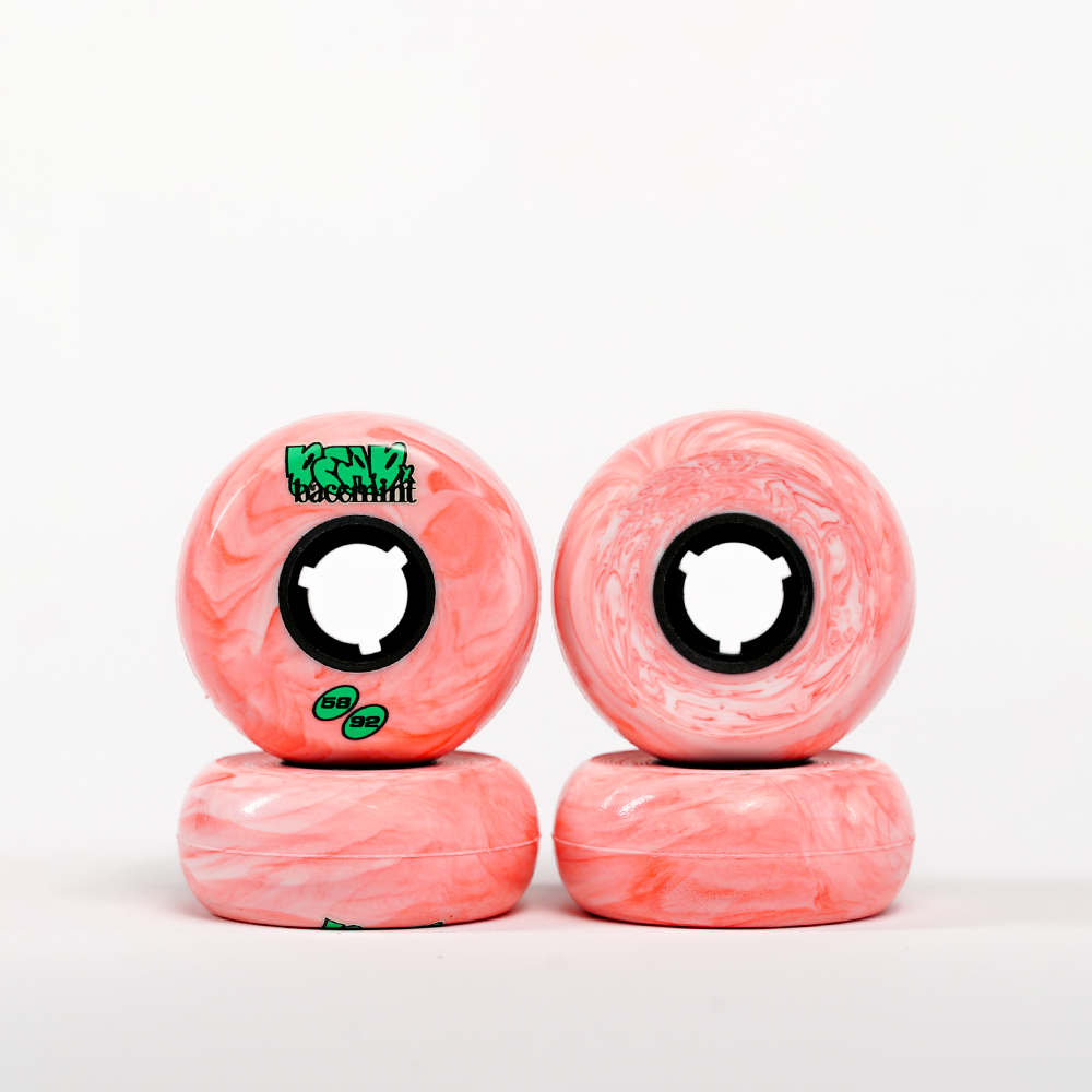Bacemint x Dead Collaboration 58mm/92a Pink Marble Skateboard Wheels (4 Pack) - Perfect for Street Skating & Park Tricks