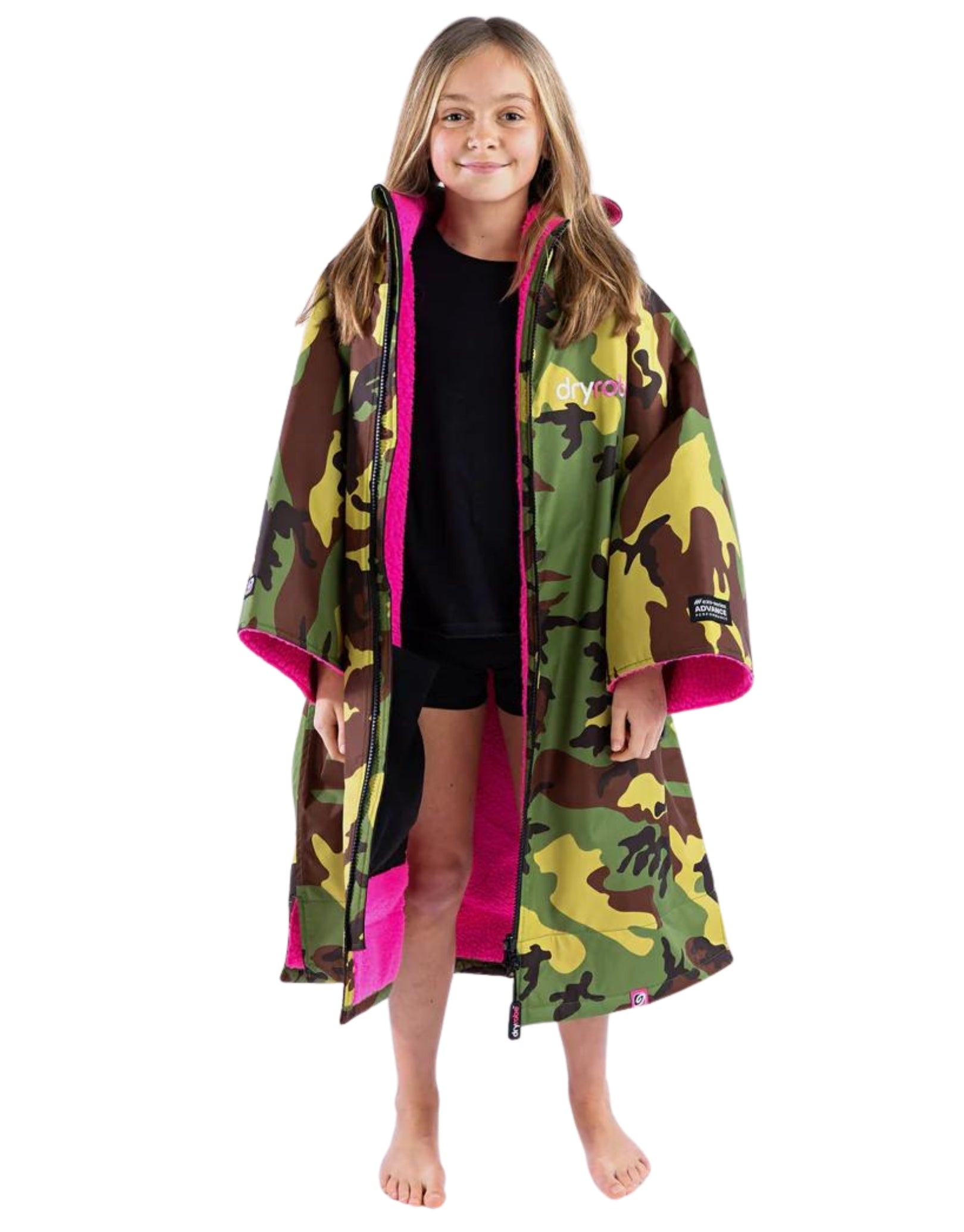 Kids Camo Pink Short Sleeve Robe for Boys & Girls Ages 5-9 Years - Soft Bathrobe for Home, Sleepwear & Lounging
