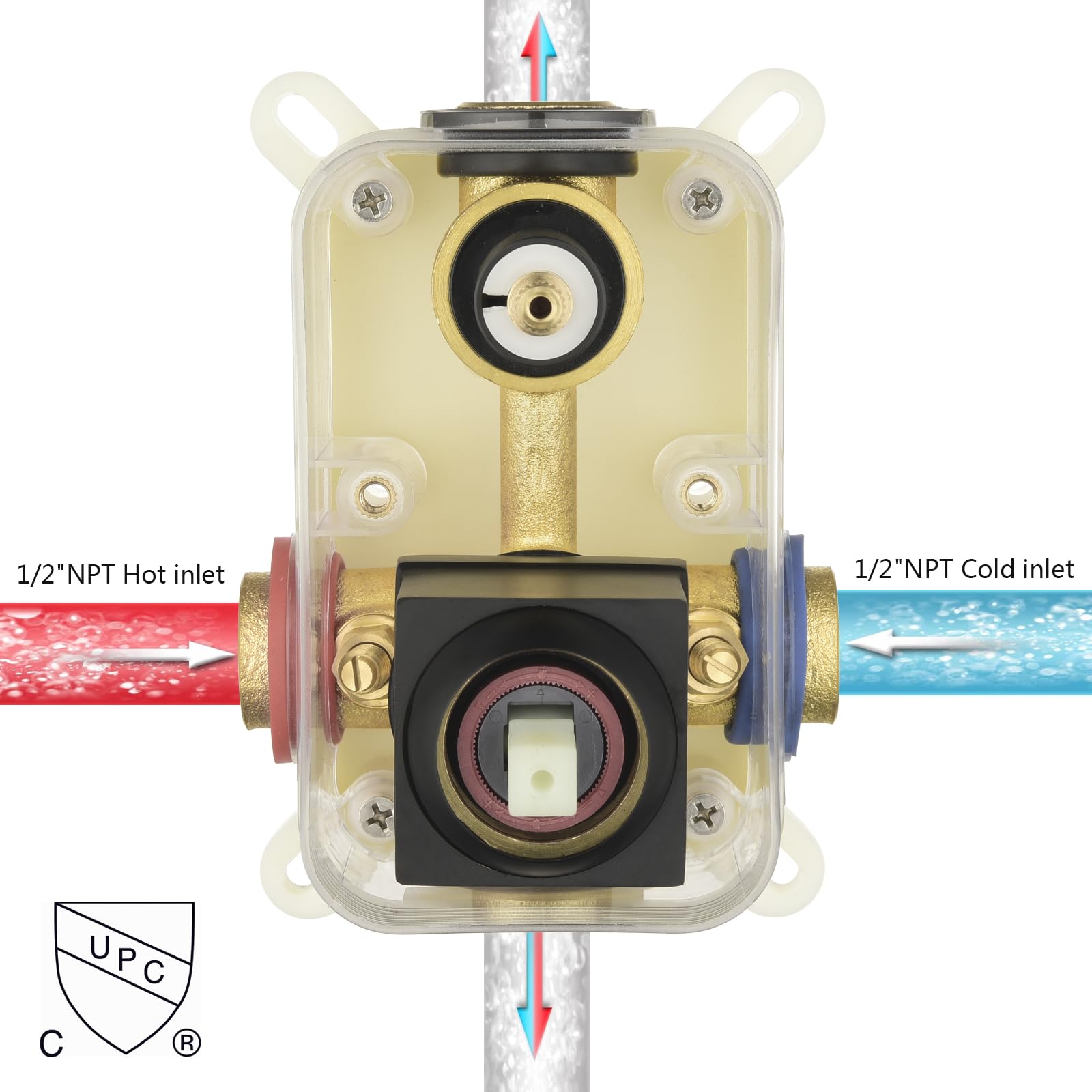 QISHENG Black Solid Brass Pressure Balance Shower Valve with Diverter - 2 Way Shower Diverter Valve Replacement Kit for Concealed Bathroom Shower Trim | Perfect for Bathroom Renovation & Modern Shower System Installation