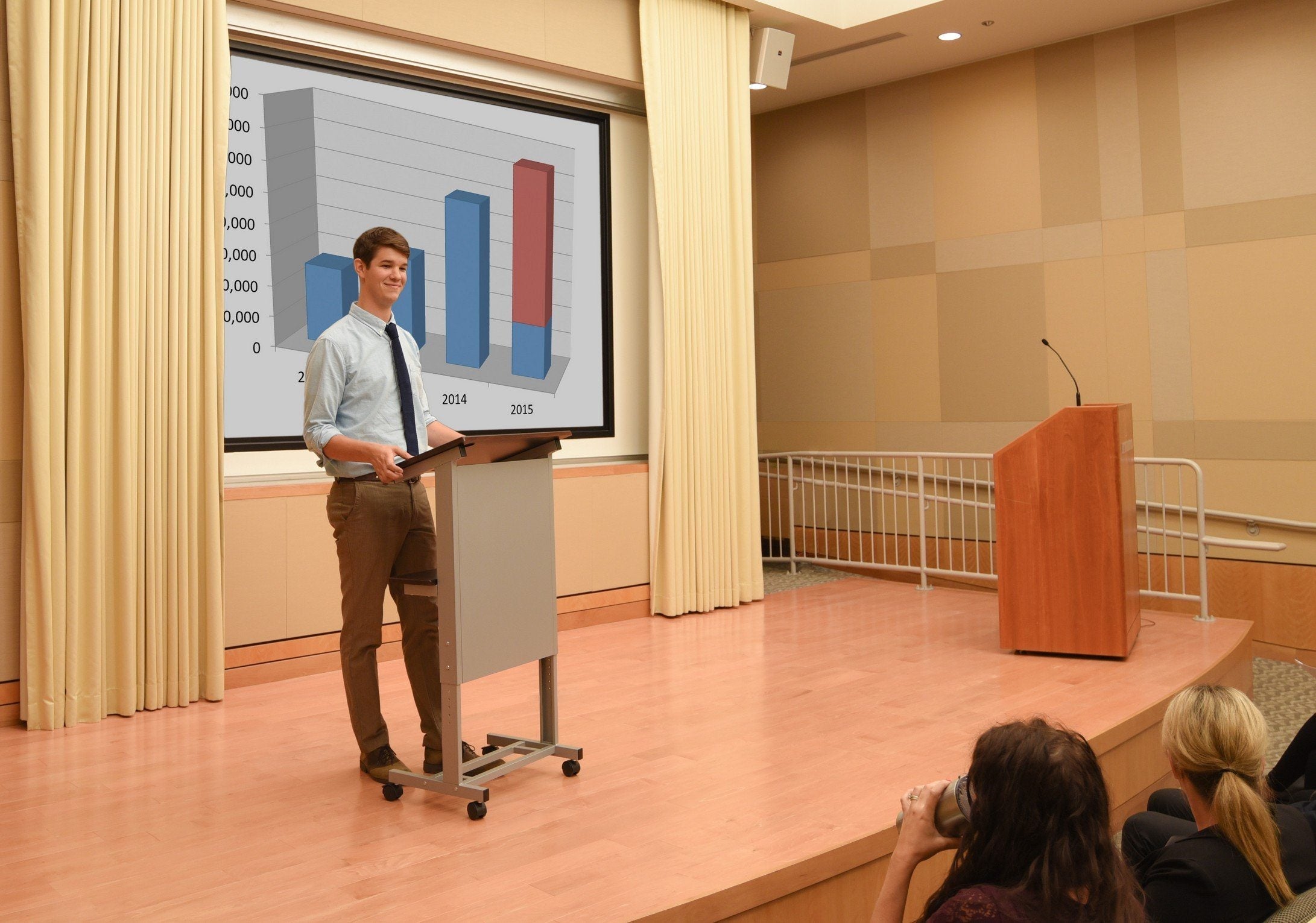 Luxor LX ADJ DW Adjustable Height Lectern Podium - Mobile Presentation Stand for Public Speaking, Church Sermons & Conference Events - Perfect for Classrooms, Auditoriums & Corporate Meetings