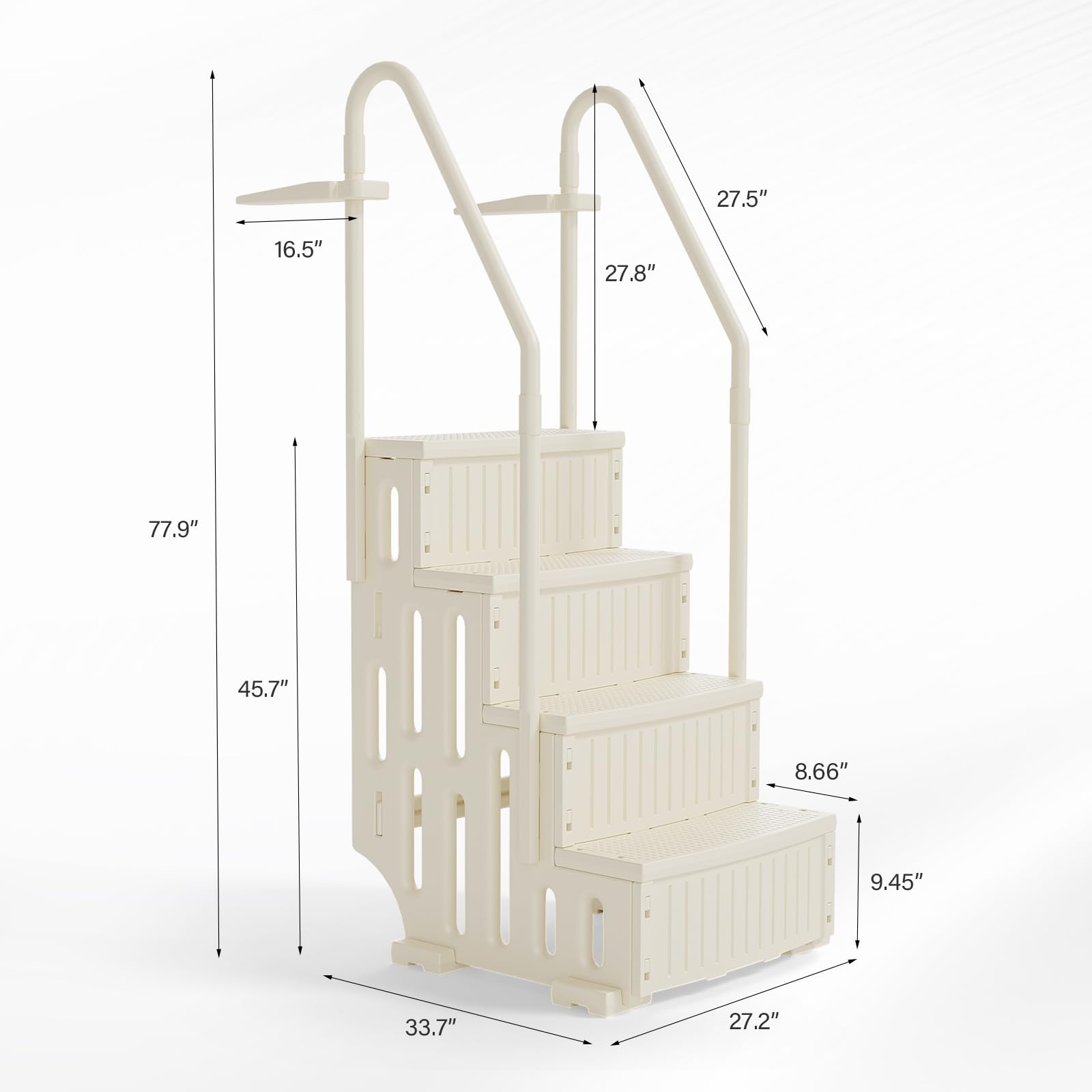 Heavy-Duty VINGLI Above Ground Pool Ladder with Handrails - 4-Step Safety Entry System in White & Grey | Perfect for Inground/Above Ground Swimming Pools, Backyard Safety Access