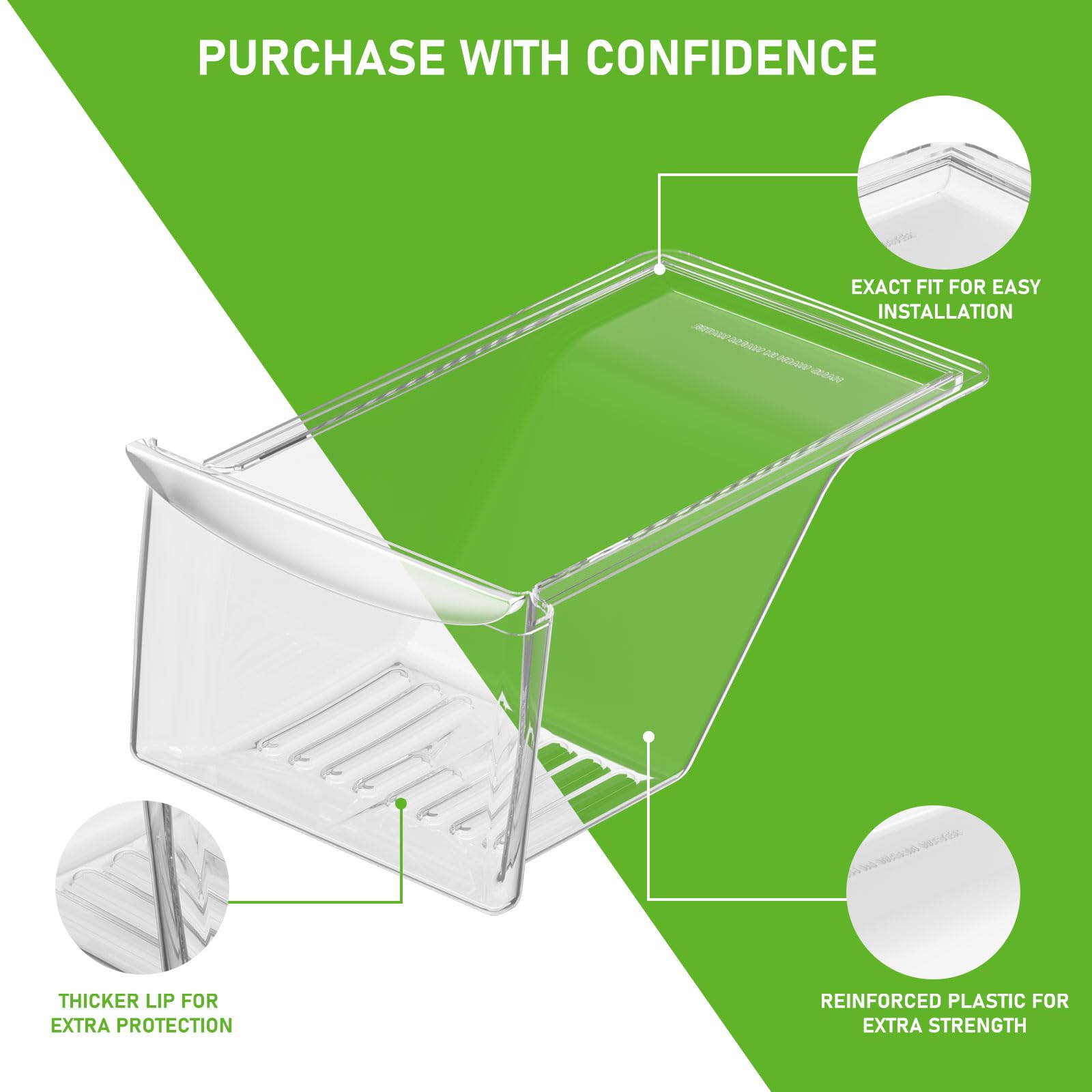 Frigidaire Kenmore Crosley Refrigerator Crisper Drawer Replacement - Food Grade Plastic Bin Compatible with Models 240337107, 240337108, 240337109 - 1 Pack - Perfect for Fresh Produce Storage in Your Kitchen Refrigerator