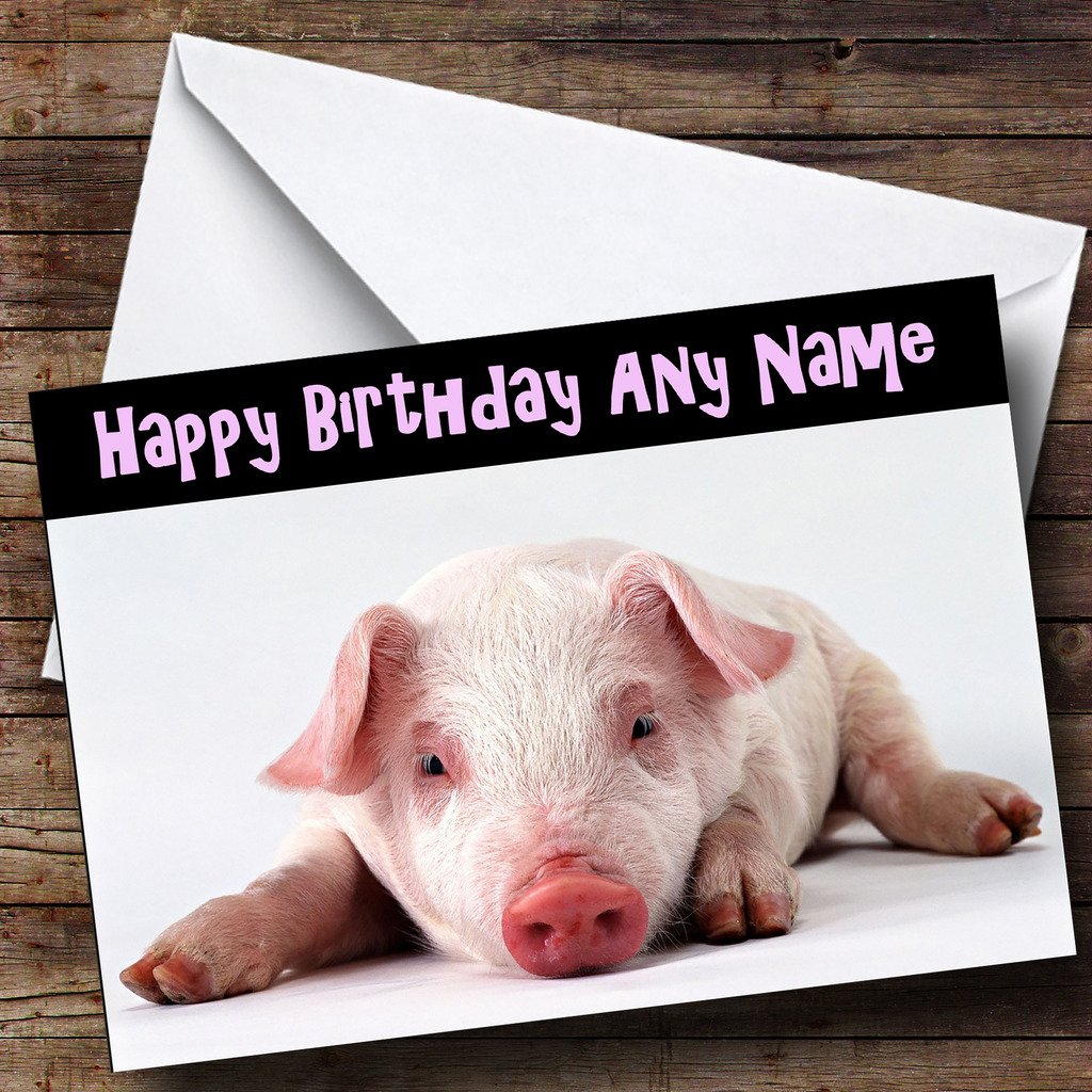 Custom Pig Birthday Card - Personalized Animal Greeting Card for Birthdays, Parties & Special Occasions