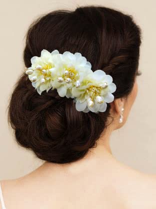 Rose Flower Hair Comb Slide - Elegant Hair Accessories for Women & Girls | Perfect for Weddings, Prom, Parties & Everyday Wear (Cream, 2285)