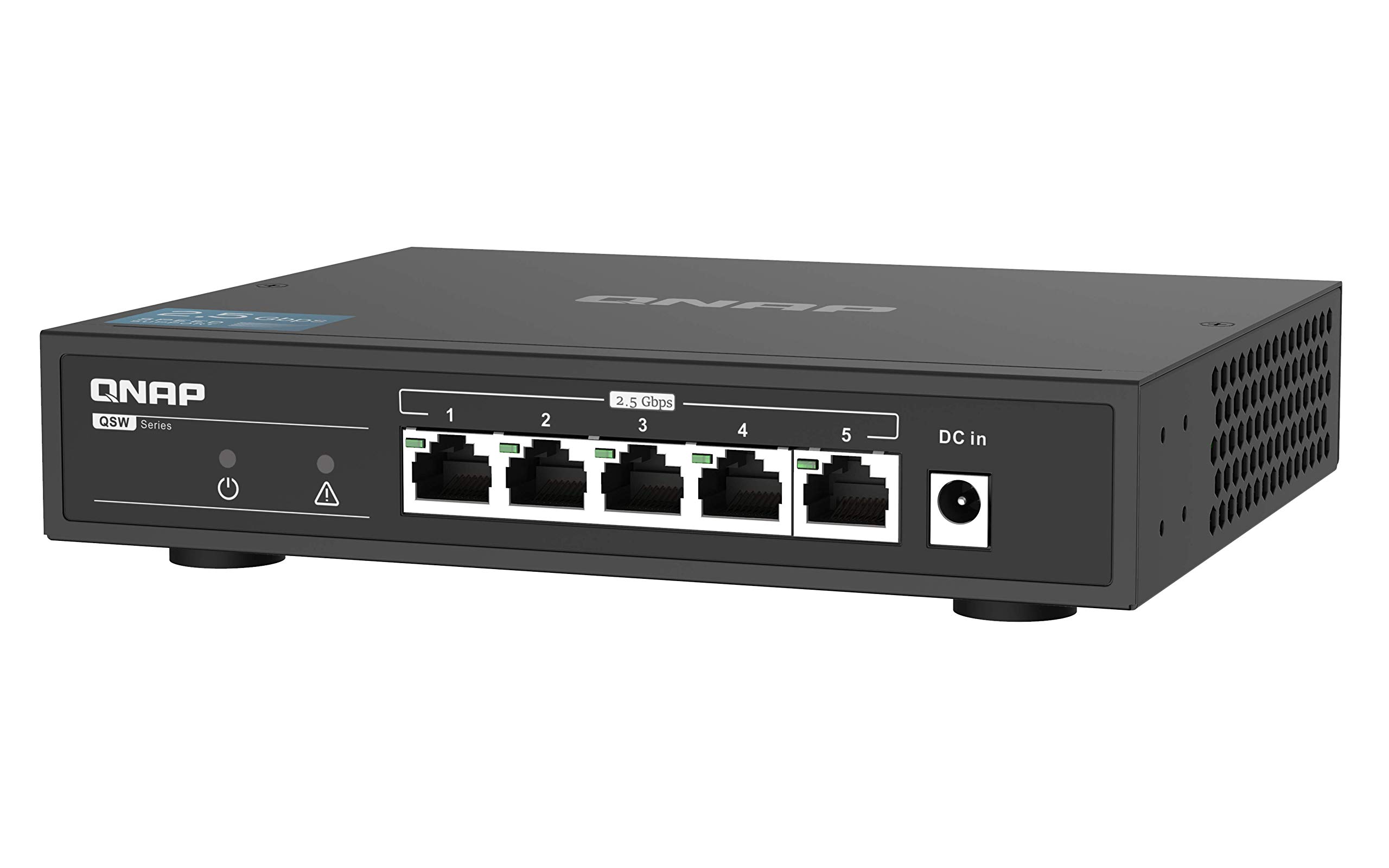 QNAP QSW-1105-5T 5-Port 2.5Gbps Unmanaged Network Switch with Auto-Negotiation (2.5G/1G/100M) - Ideal for Home Office, Gaming & High-Speed Data Transfer