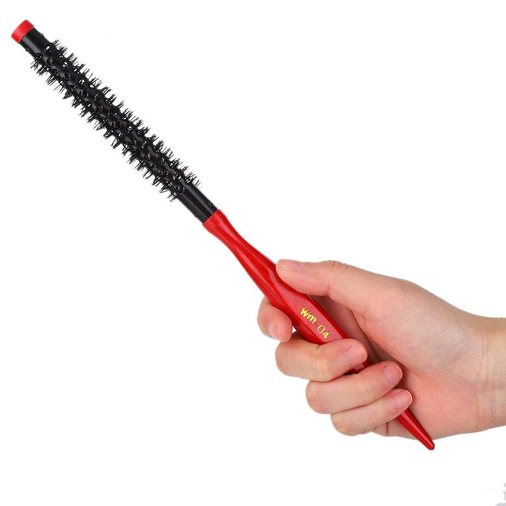 Nylon Bristles Round Hair Brush - Mini Aluminum Tube Styling Brush with Pointed Tip Handle for All Hair Types (Dry/Wet, Thick/Thin, Long/Short, Curly/Natural) - Perfect for Travel, Salon & Home Hair Care (Size 4#)