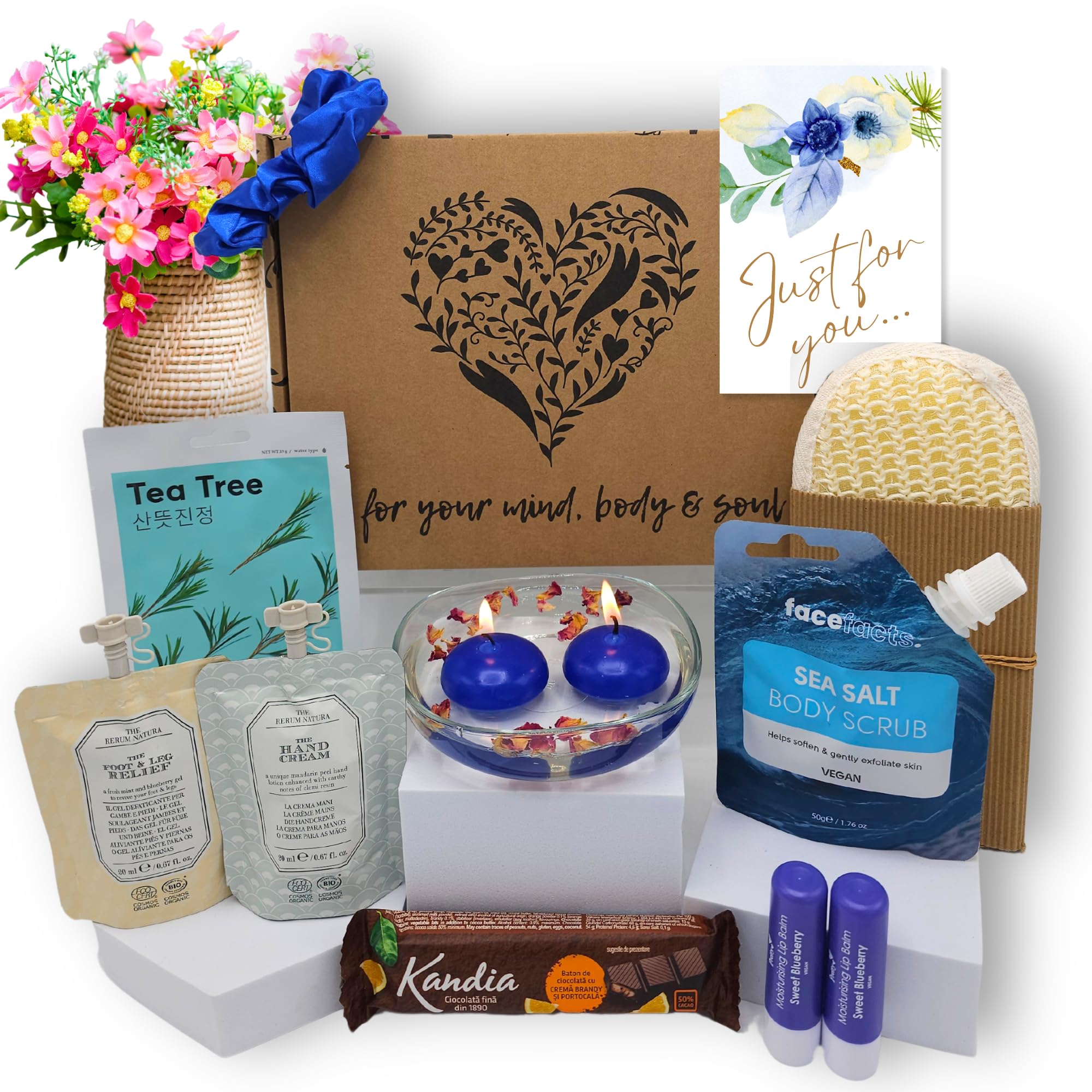 Luxury Spa & Relaxation Gift Set for Women - Birthday, Mother’s Day Present - Blue Aromatherapy Bath & Body Care Hamper - Perfect for Self-Care, Home Spa Days & Thoughtful Gifting