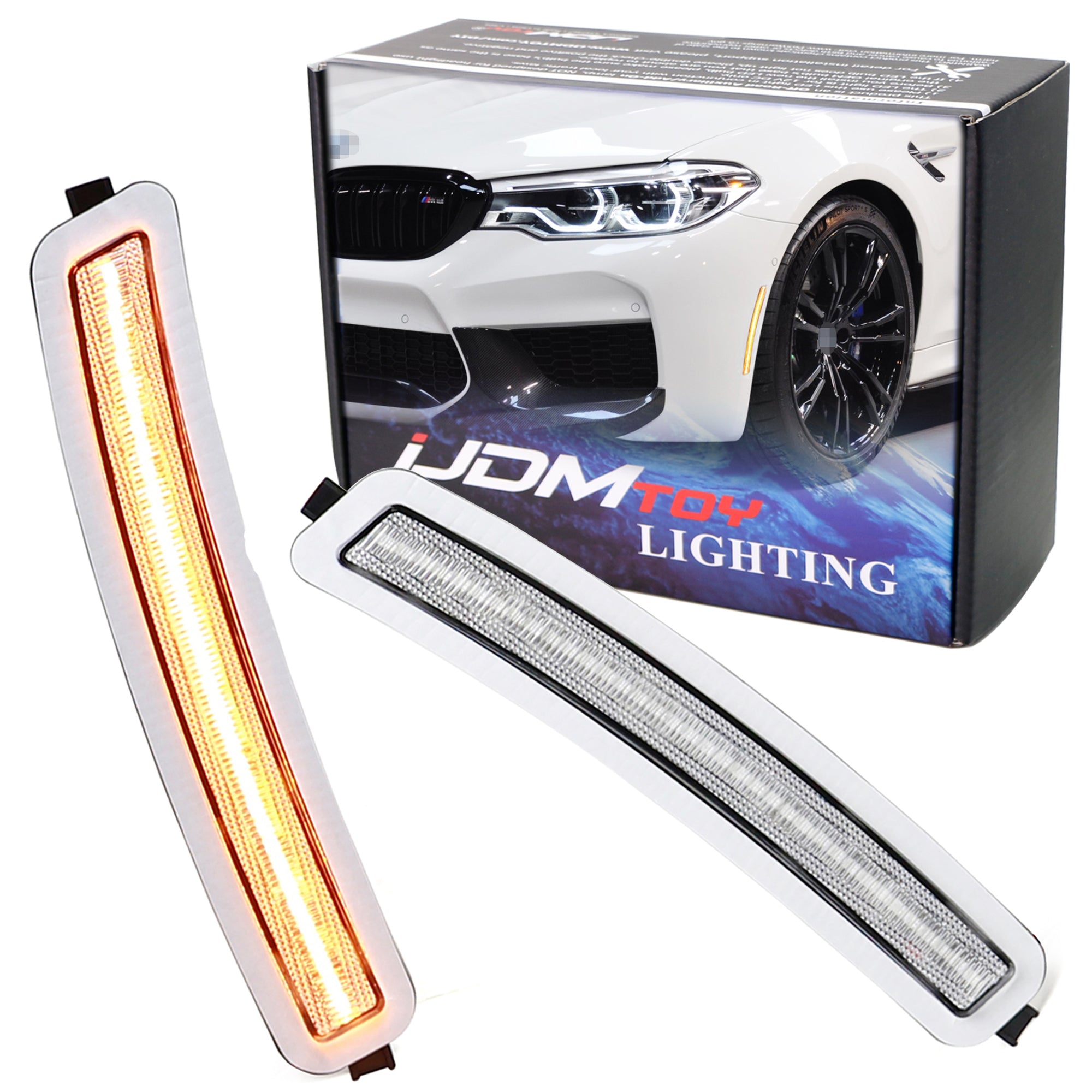 2017+ BMW 5 Series Clear Lens LED Bumper Reflector Replacement - Side Marker Light Upgrade for Enhanced Visibility & Style | Perfect for Night Driving & Custom Car Modifications
