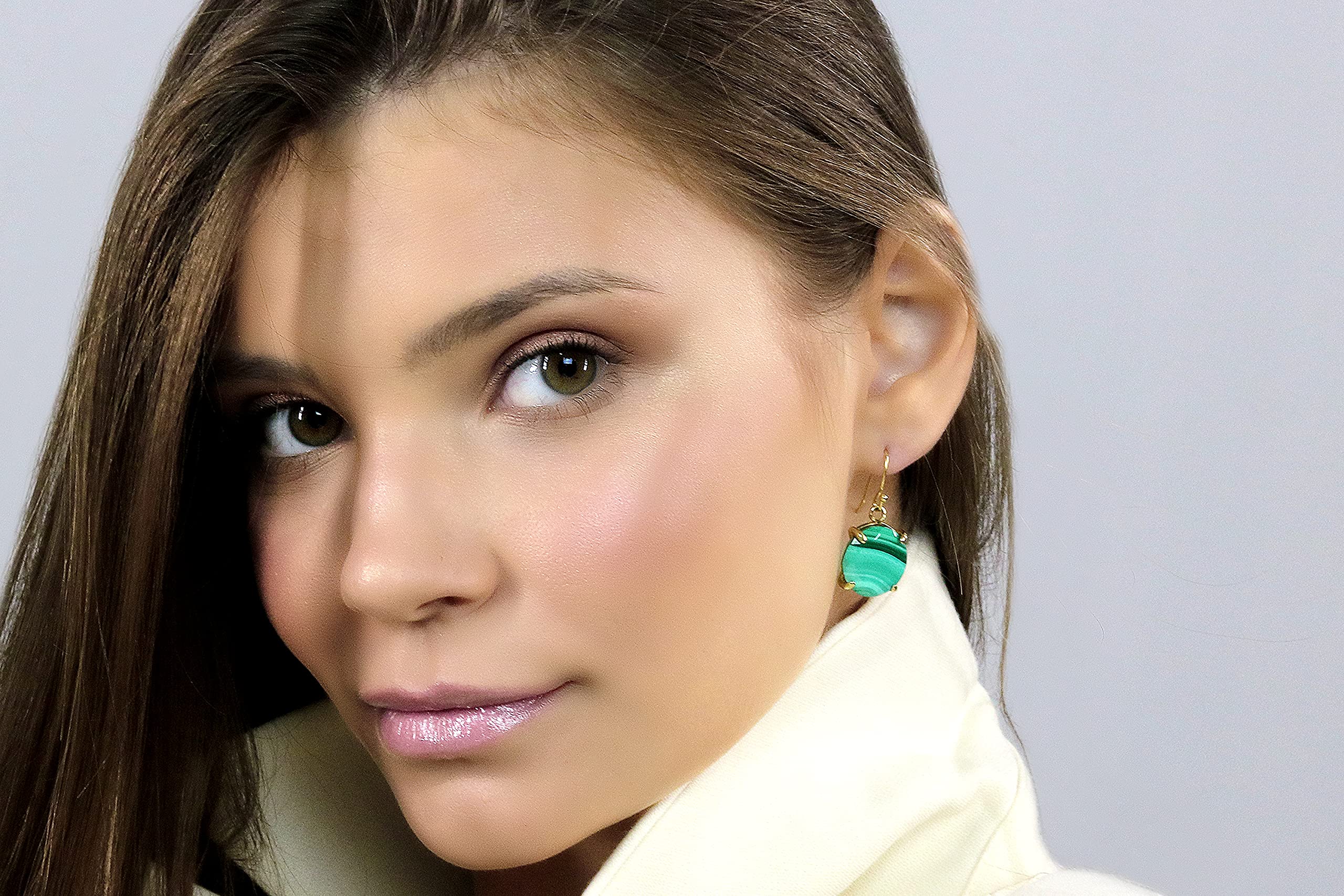 Anemone Malachite Earrings for Women - Handmade Gemstone Statement Jewelry - Elegant Bridal & Gift Earrings with Gift Box | Perfect for Weddings, Parties & Special Occasions