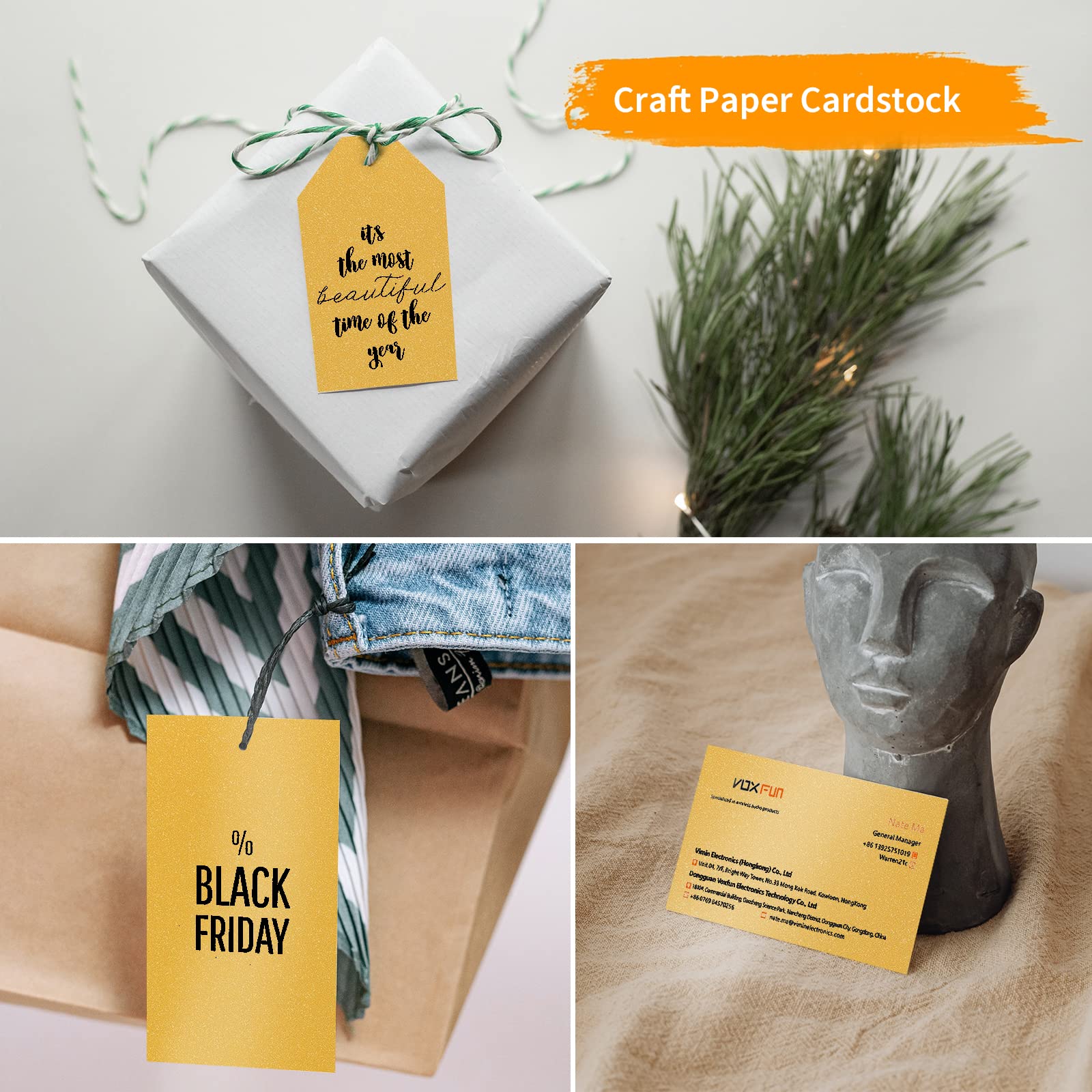 Premium Gold Shimmer Paper - 100 Sheets Metallic Cardstock 8.5