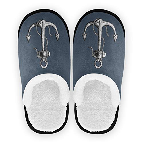 Anchor Women's & Men's Winter Warm Plush Slippers - Cozy Indoor/Outdoor House Shoes with Soft Lining for Home, Office & Travel