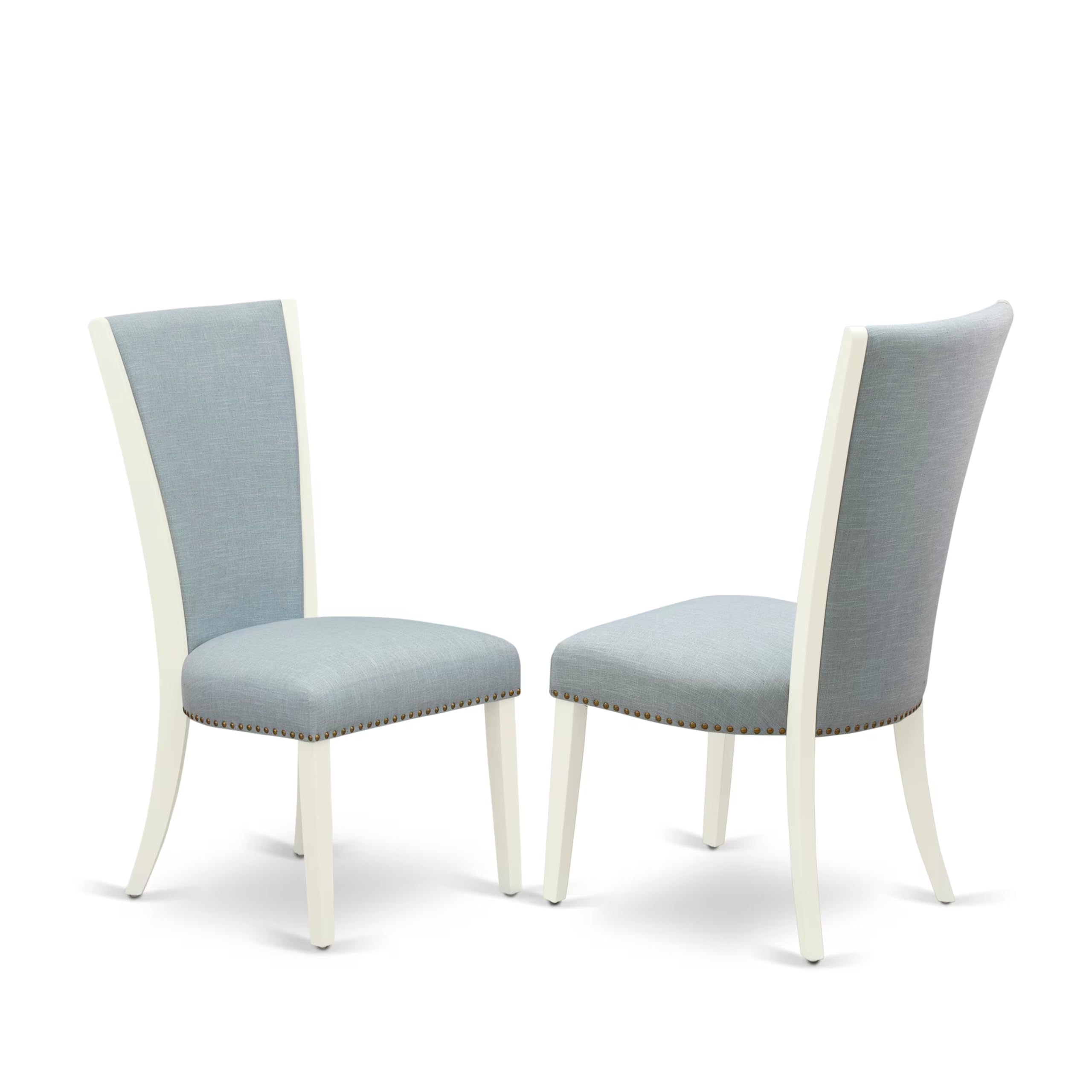 East West Furniture 5-Piece Dining Table Set with Butterfly Leaf & 4 Upholstered Chairs - 42x78 Inch Rectangle Kitchen Table in Linen White & Baby Blue - Perfect for Small Spaces, Breakfast Nooks & Cozy Family Meals