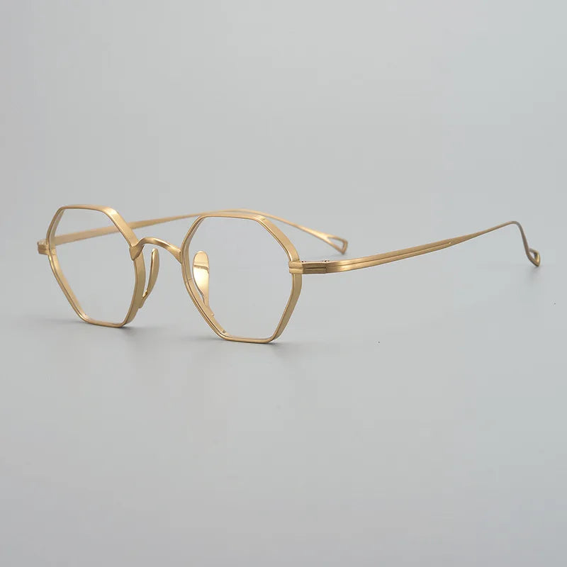 Unisex Black Flat Top Polygon Titanium Eyeglasses Frame - Lightweight Durable for Work, Reading & Fashion Accessories