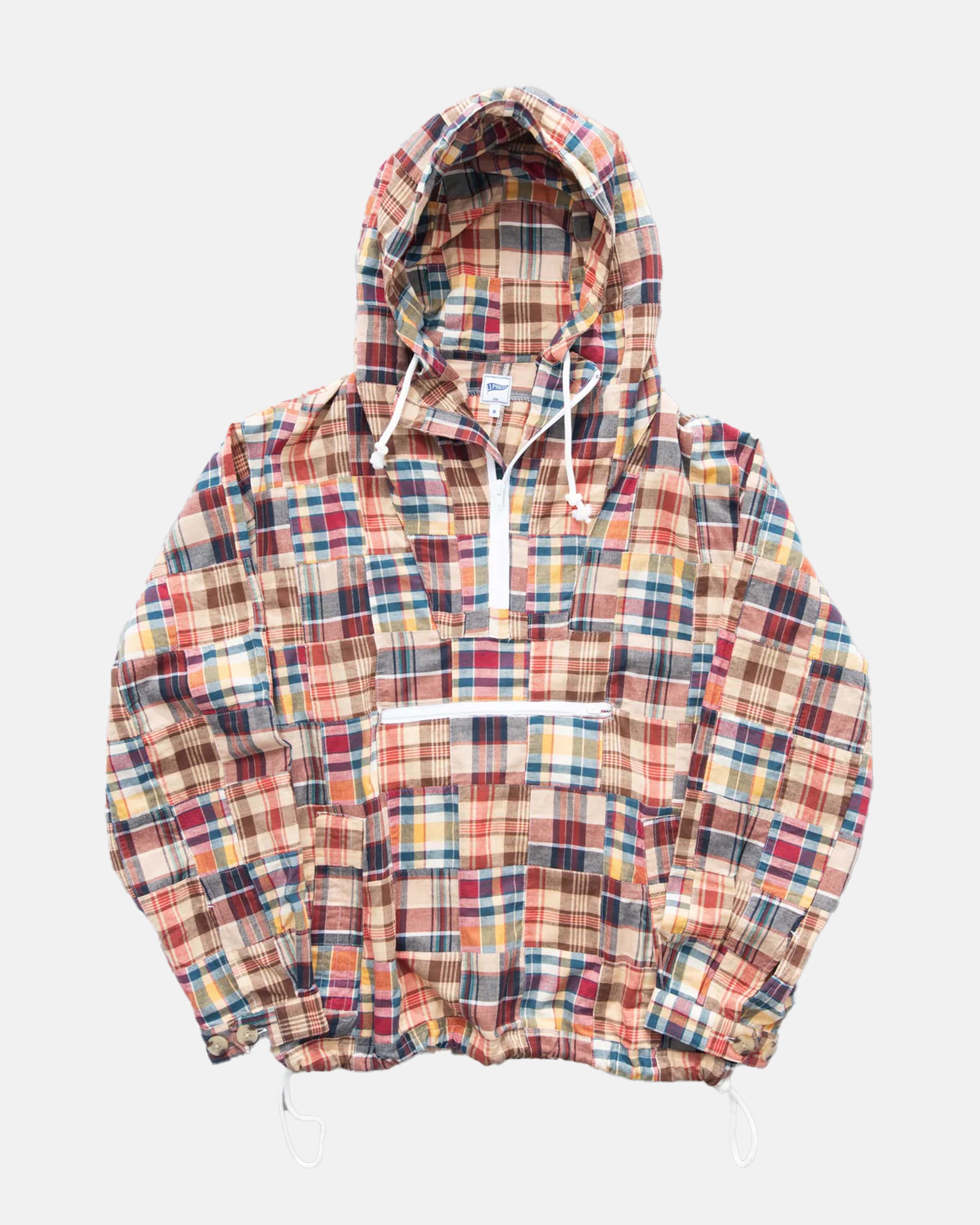 Patchwork Madras Anorak Jacket - Lightweight Water-Resistant Windbreaker for Men & Women - Perfect for Hiking, Camping & Outdoor Adventures