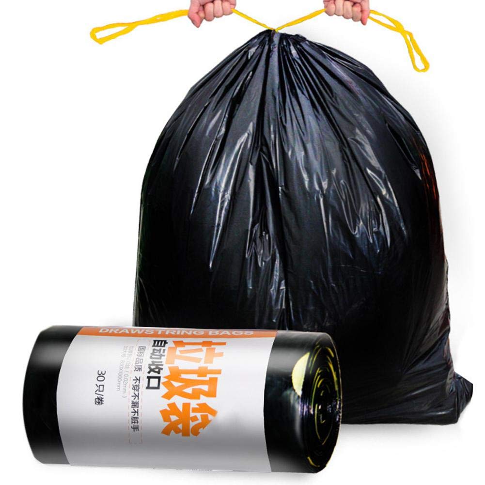 30 Pack Heavy Duty Drawstring Trash Bags - 80 x 100cm Large Garbage Liners for Kitchen, Bathroom & Outdoor Waste Disposal | Leakproof & Durable Trash Can Bags for Home & Office Use