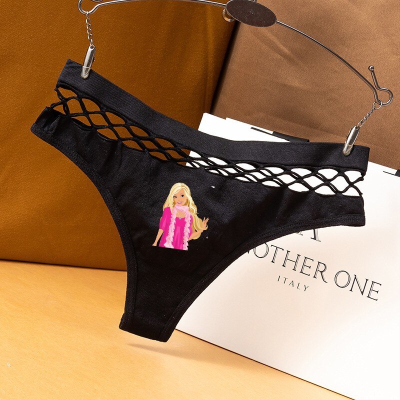 Barbie Princess Sexy Fishnet Hollow-Out Sports Thong Panties for Women - Y2K Fashion Bikini Briefs for Workout, Party & Lingerie