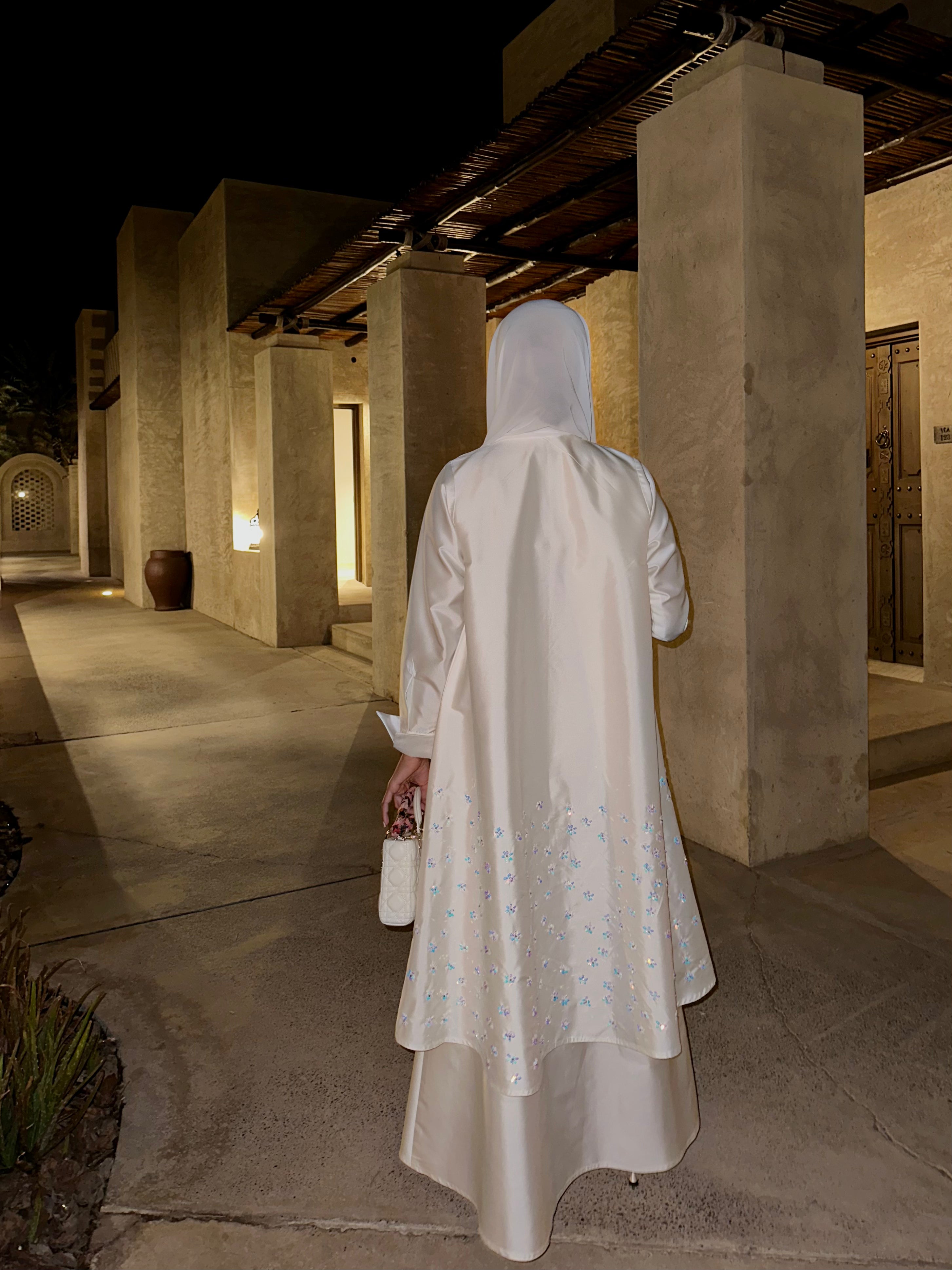 Luxury Off White Abaya #184 - Elegant Islamic Dress for Women - Perfect for Prayer, Weddings & Special Occasions